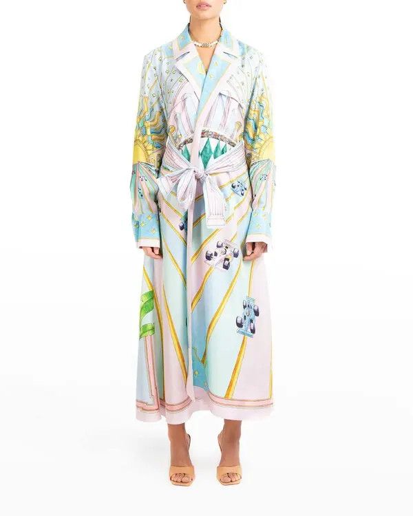 Casablanca o1mle0524 Printed Silk Twill Robe in Multicolor Size XS / US 0-2 / IT 36-38 - 2 Thumbnail