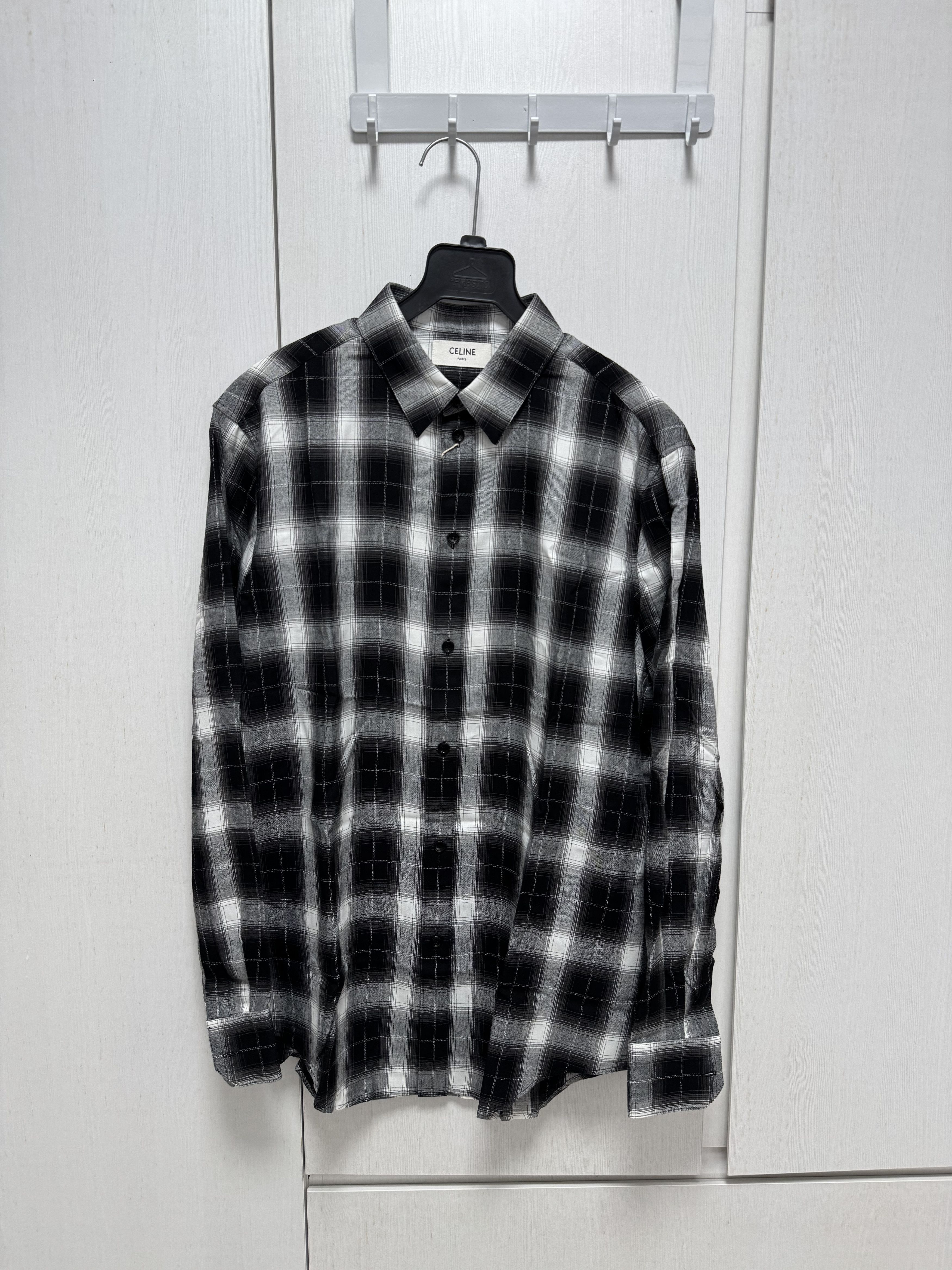 Celine SS19 Hedi Slimane Black/White Plaid Shirt Size US M / EU 48-50 / 2 - 1 Thumbnail