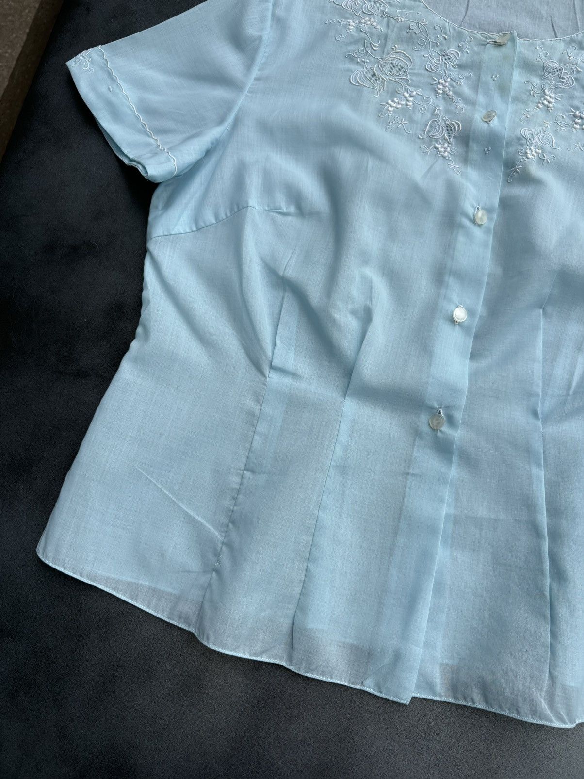 Vintage Vintage Sheer Shortsleeve Embroidered Seethrough 70s 60s 50s Size M / US 6-8 / IT 42-44 - 8 Thumbnail