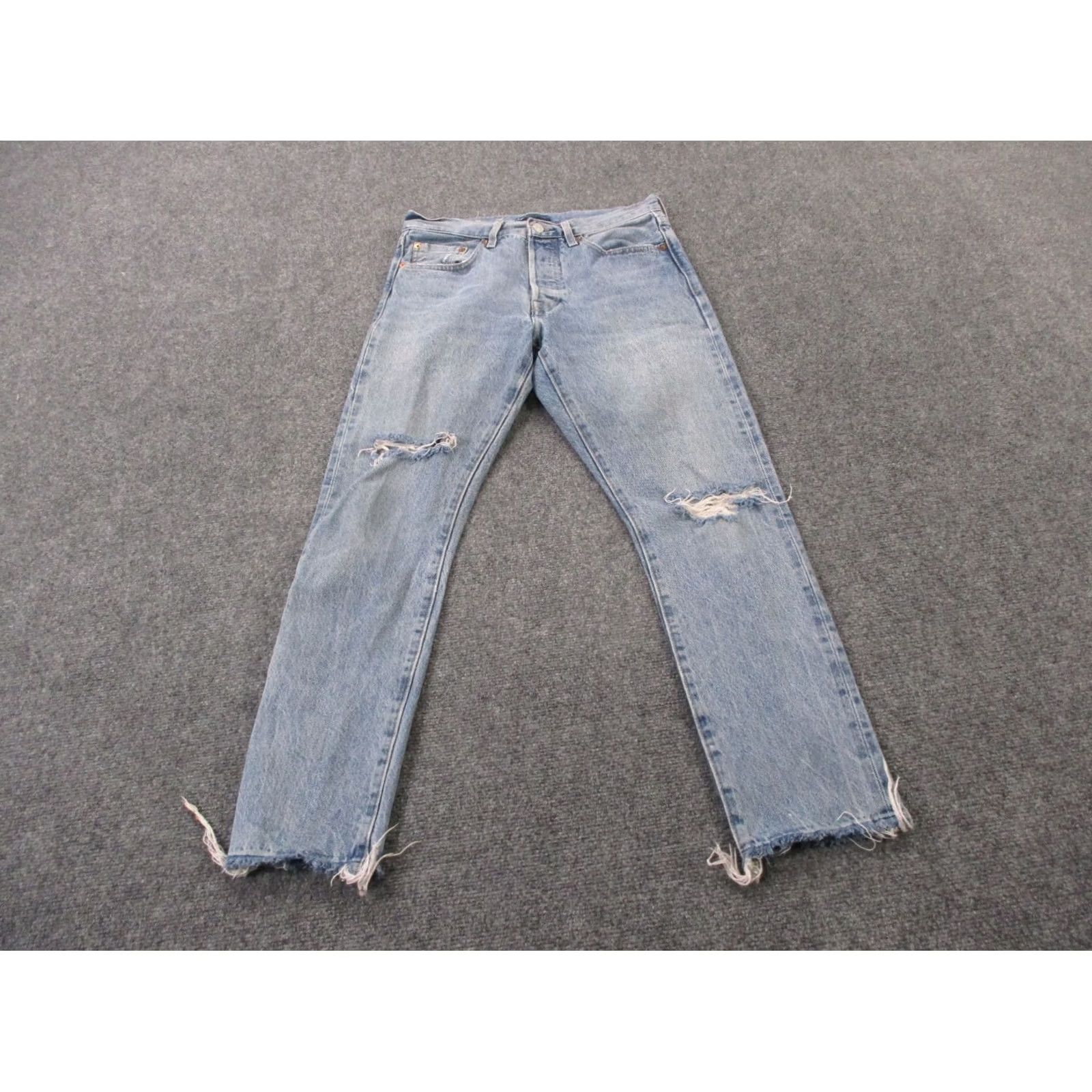 Levi's Levi's 501 Jeans Womens 27 Skinny Regular Blue Denim High Rise Distressed Color: Blue 501 Series Womens Jeans Size 30" / US 8 / IT 44 - 2 Thumbnail
