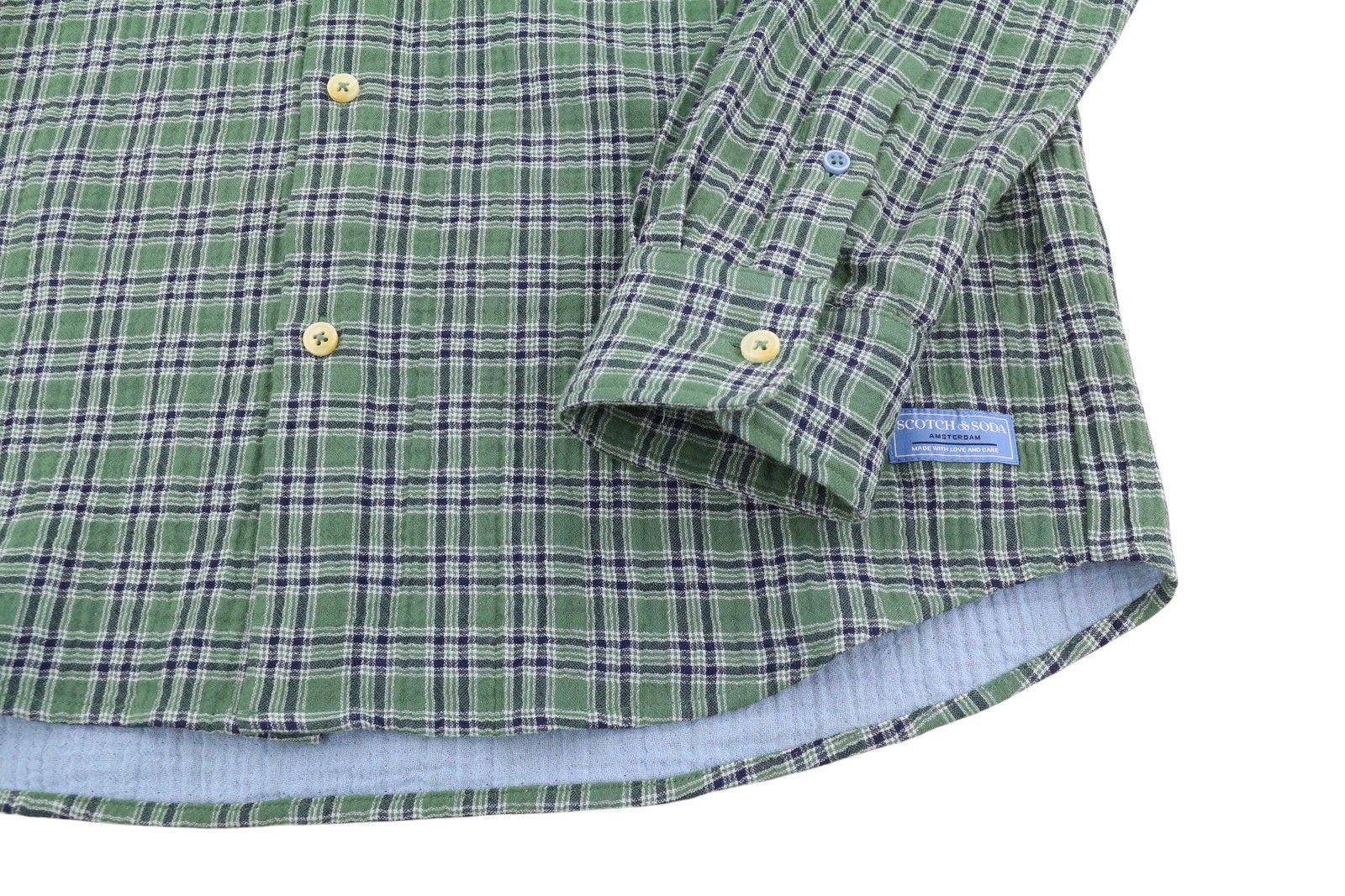 Scotch & Soda M Green Double Face Check Button-Up Shirt 88522 Size US M / EU 48-50 / 2 - 5 Thumbnail