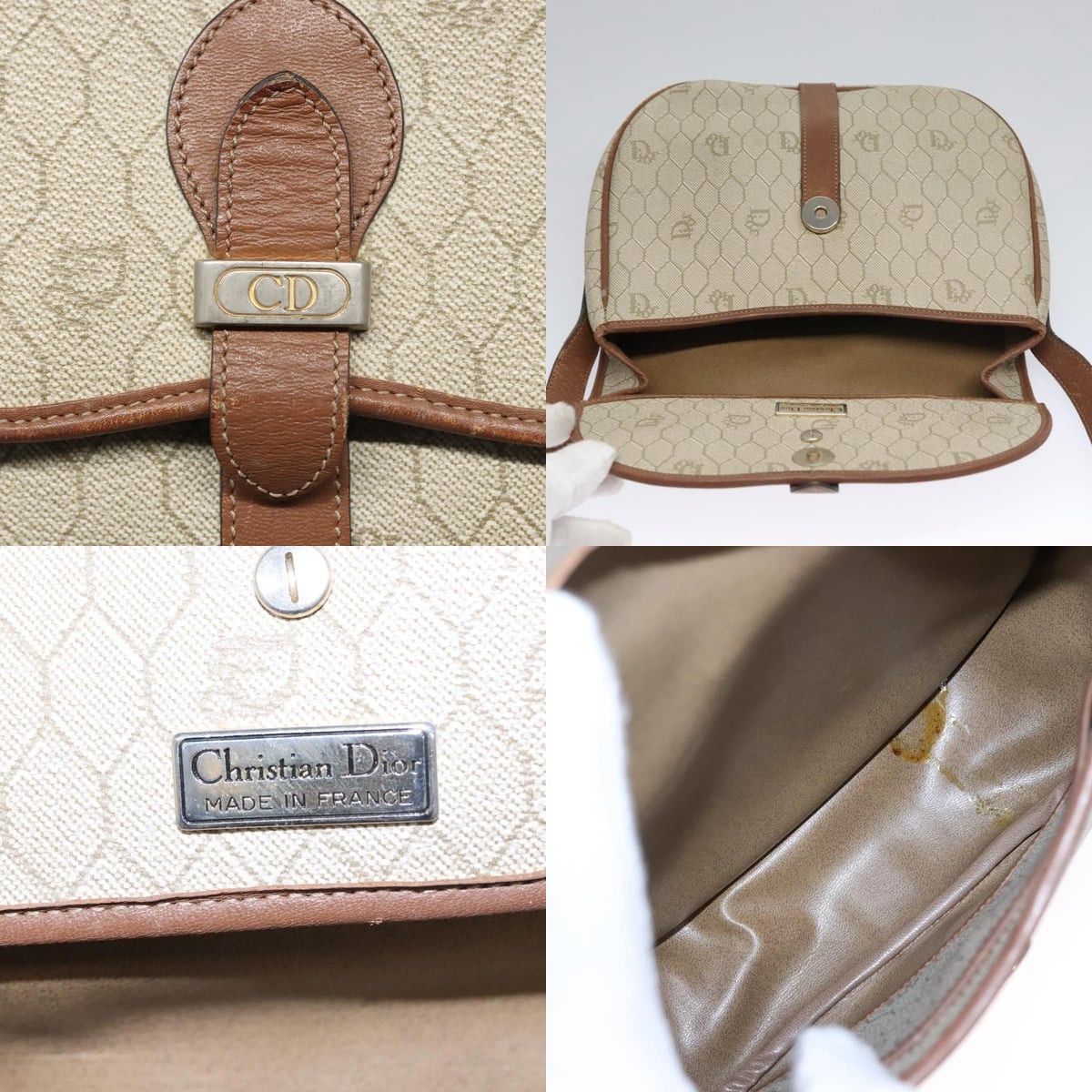 Dior DIOR Honeycomb Canvas Shoulder Bag Pvc Leather Beige Size ONE SIZE - 11 Thumbnail