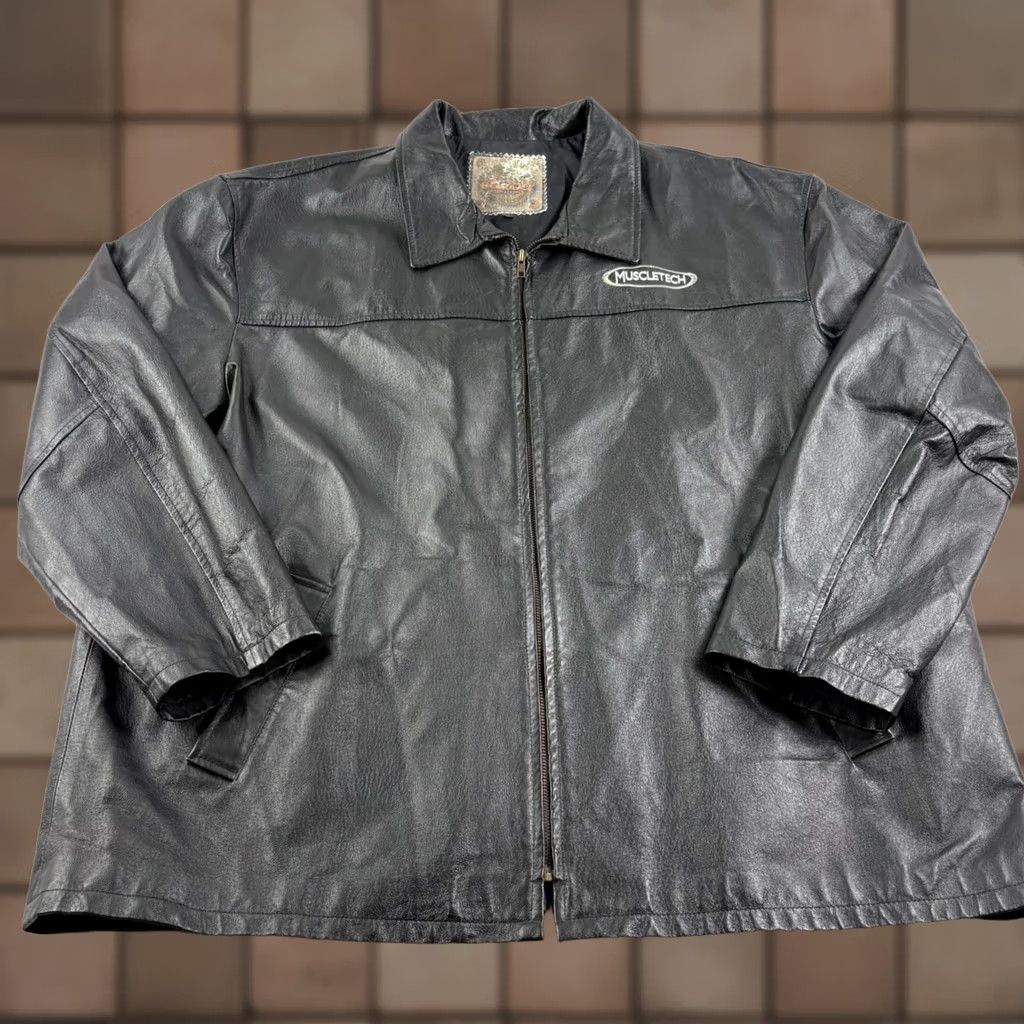 Vintage VINTAGE Saxon Motorcycle Jacket Mens 3XL Black Full Zip Embroidered Leather Jacket Size US XXL / EU 58 / 5 - 1 Thumbnail