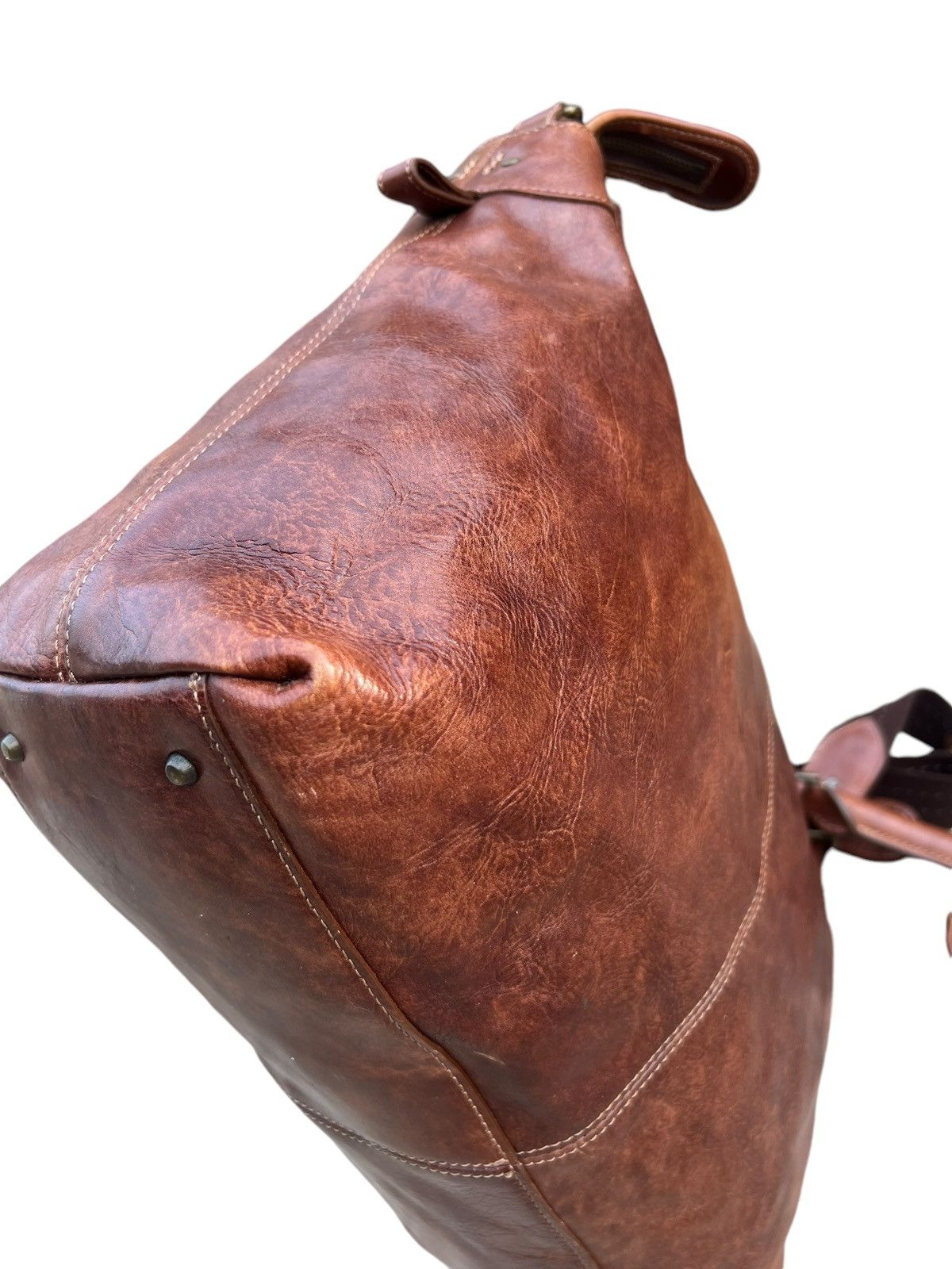 Leather Vintage Aniary Japan Distress Patina Leather 2 Way Bag Size ONE SIZE - 13 Thumbnail