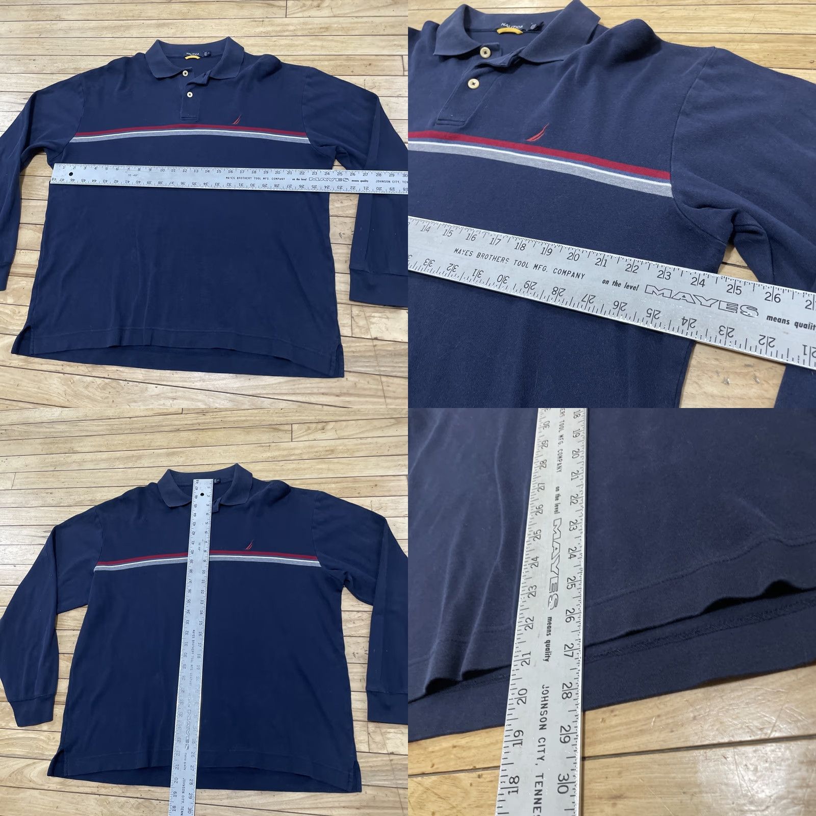 Nautica Nautica Polo Sweater Men XL Blue White Red Y2K CenterStripe Preppy Quarter Rugby Shirt Sweater Size US XL / EU 56 / 4 - 8 Thumbnail