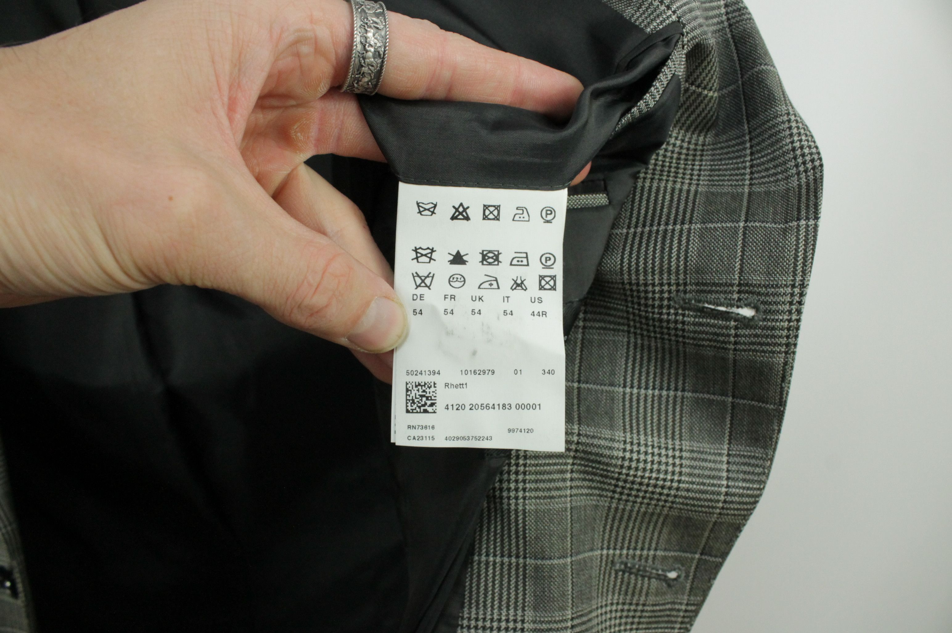 Hugo Boss Hugo Boss Rhett Gray Check Wool Blazer Jacket Men's Size US L / EU 52-54 / 3 - 10 Thumbnail