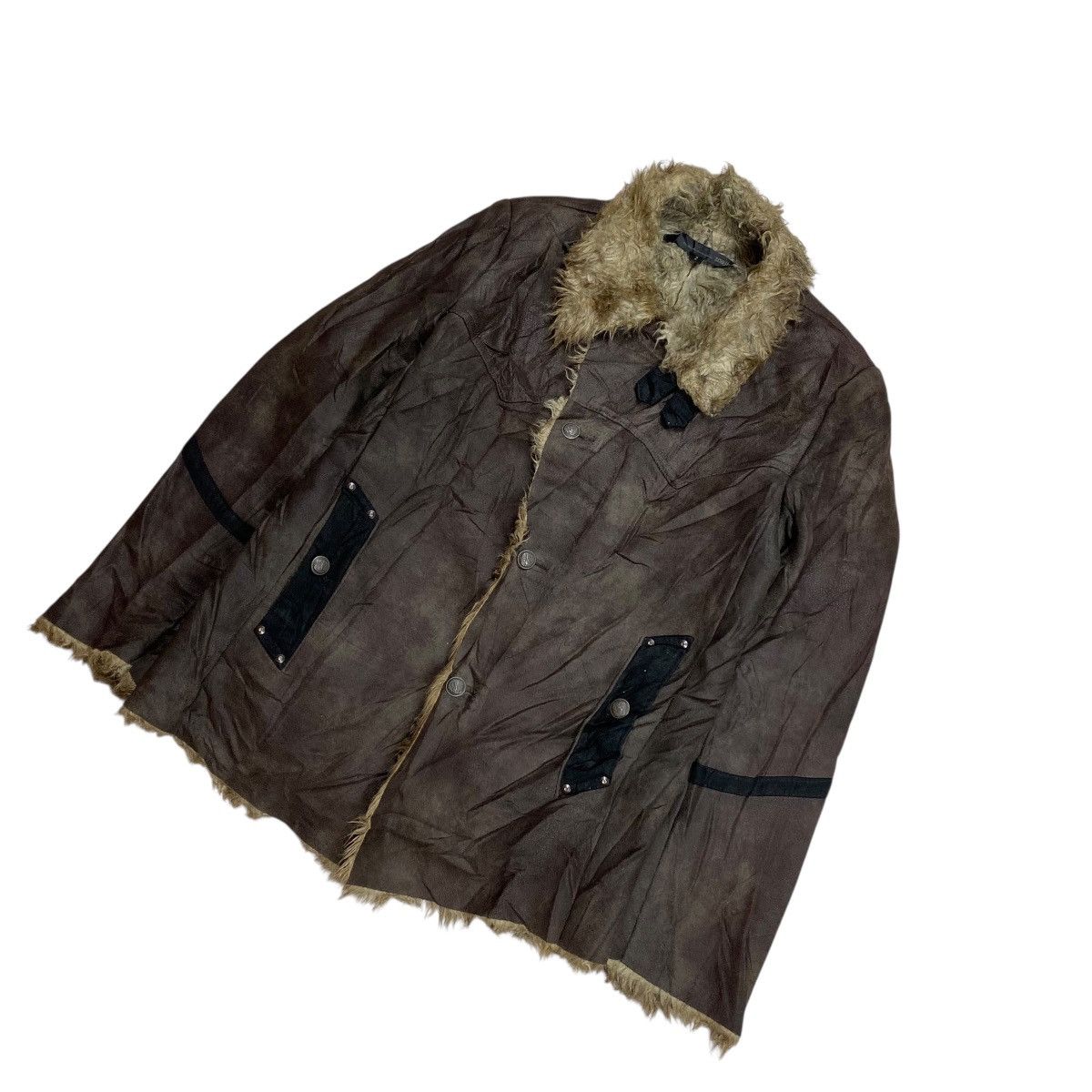 Schlussel Schlussel Asymmetric Button Fur Leather Jacket Size US M / EU 48-50 / 2 - 3 Thumbnail