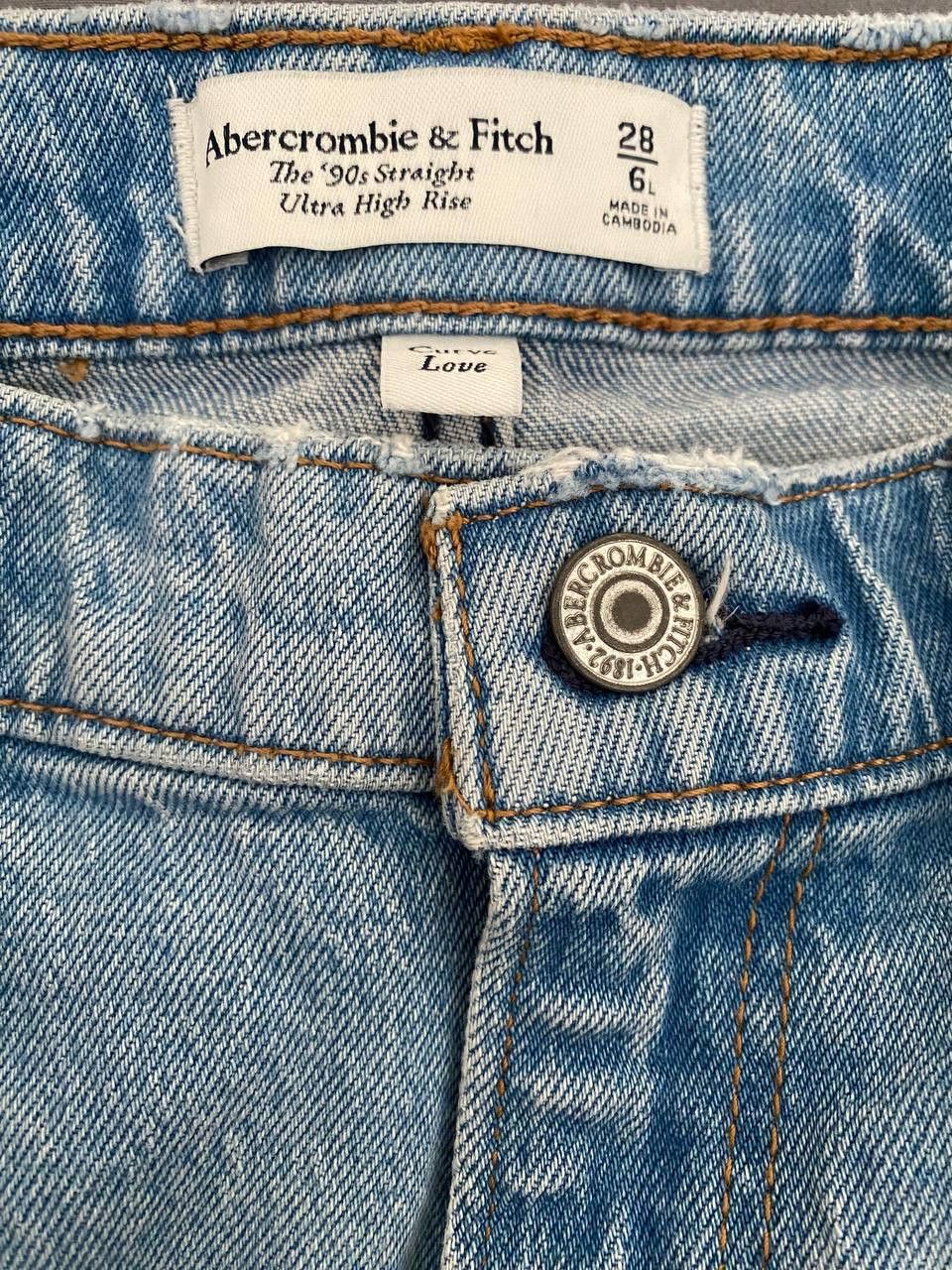 Abercrombie & Fitch The 90s Straight Ultra High Rise Light Blue Size 28" / US 6 / IT 42 - 6 Thumbnail