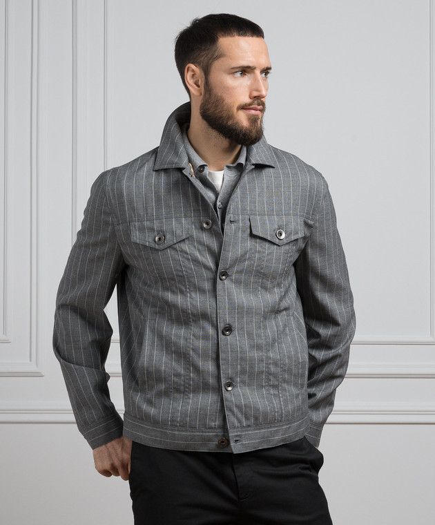 Brunello Cucinelli Denim Jacket in Open Grey Size US XL / EU 56 / 4 - 4 Thumbnail