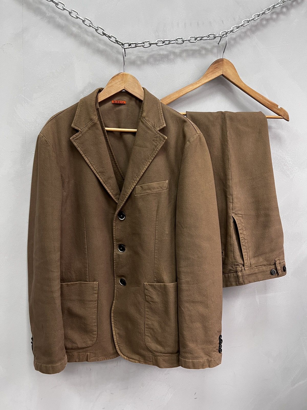 Barena Barena Brown cotton Suit three Made in Italy Size 52 Size 52R - 1 Thumbnail