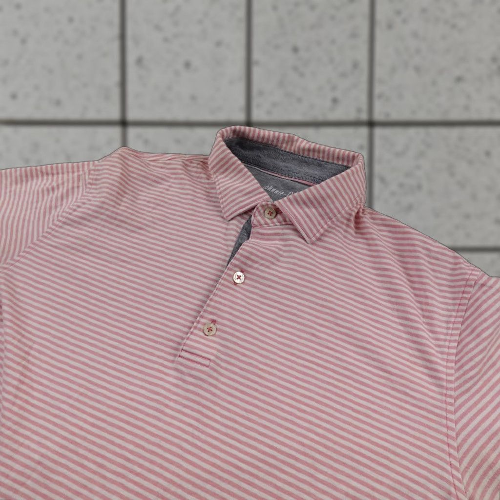 johnnie-O Johnnie-O Polo Shirt Mens L Pink Stripe Golf Performance Lightweight Short Sleeve Top Size US L / EU 52-54 / 3 - 1 Thumbnail