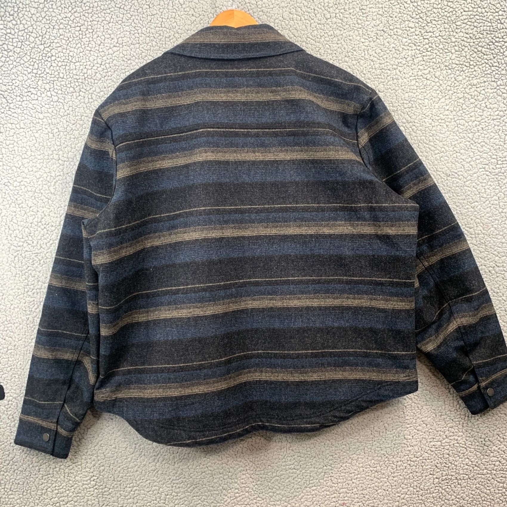 Pendleton Pendleton Jacket Men’s 2XL Blue Tan Gray Striped Wool Blend Insulated Zip Snap Size US XXL / EU 58 / 5 - 5 Thumbnail