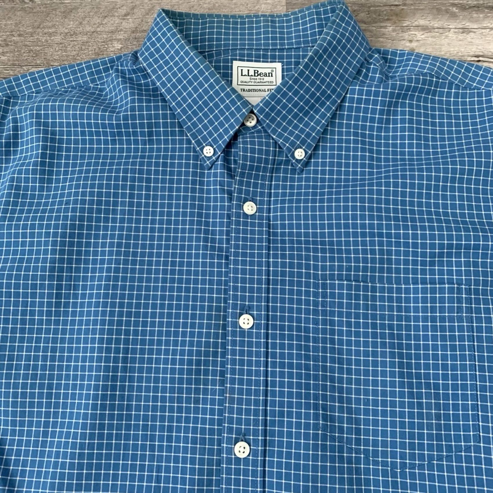 Vintage L.L. Bean Mens XL Blue Check Button-Up Shirt Wrinkle Free Traditional Fit Casual Size US XL / EU 56 / 4 - 6 Thumbnail