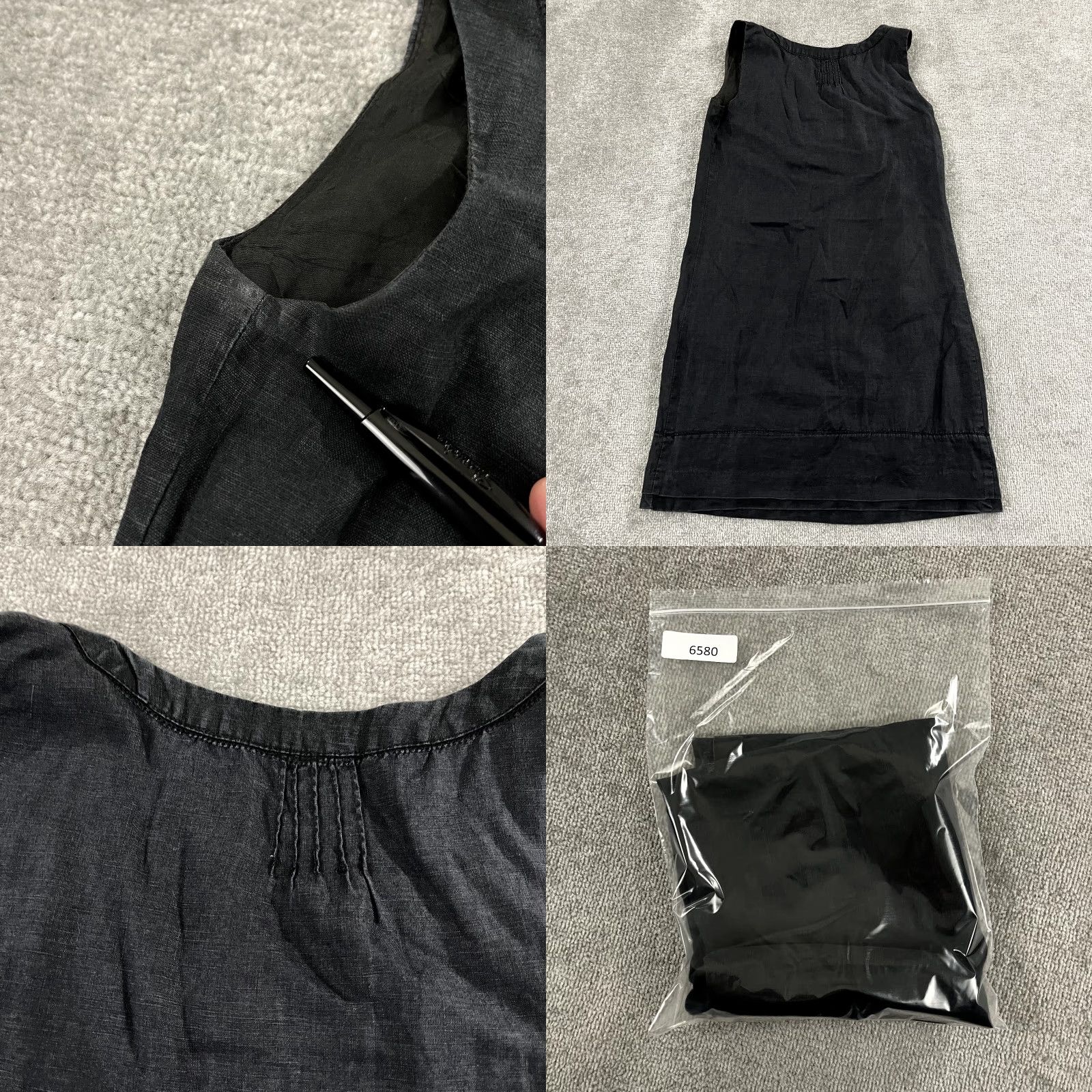 Vintage TWEEDS DRESS Womens M/L Black Short Shift Linen Lined Scoop Neck Sleeveless Top Size M / US 6-8 / IT 42-44 - 8 Thumbnail