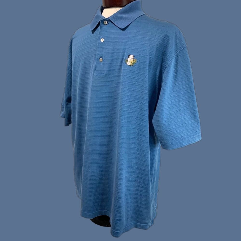 Hogan VINTAGE XL Ben Hogan Mens Golf Polo Shirt Blue Texture Stripe Short Sleeve Size US XL / EU 56 / 4 - 1 Thumbnail