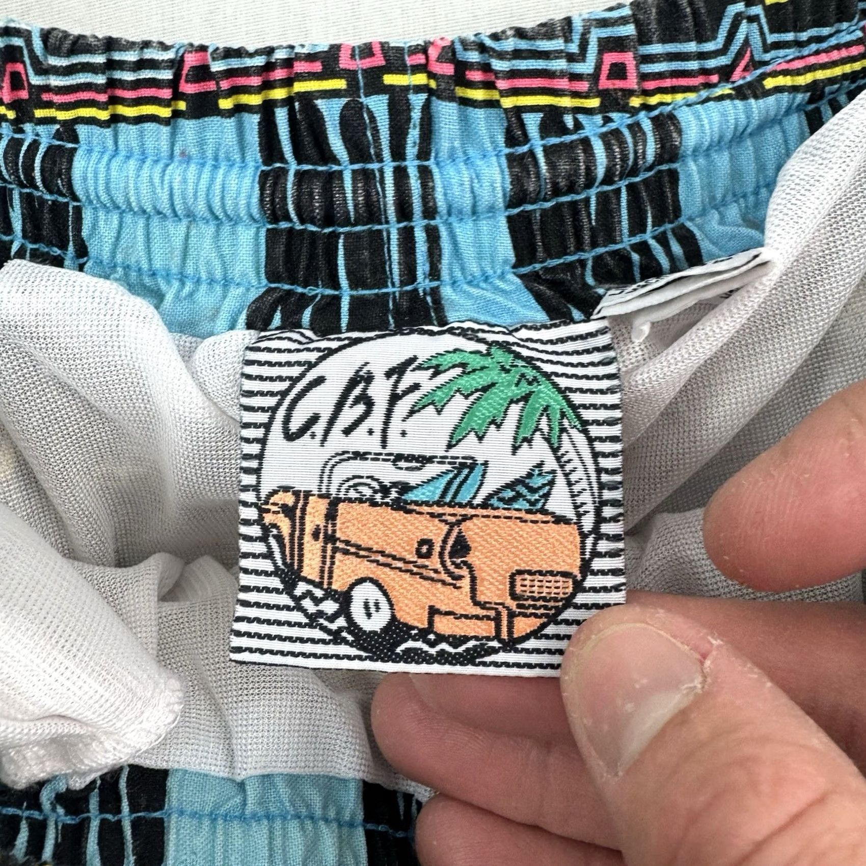 Vintage VINTAGE Islander Geometric Swim Trunks Adult M Blue 90s 80s Beach Mens CBF Shorts Size US 31 - 2 Thumbnail