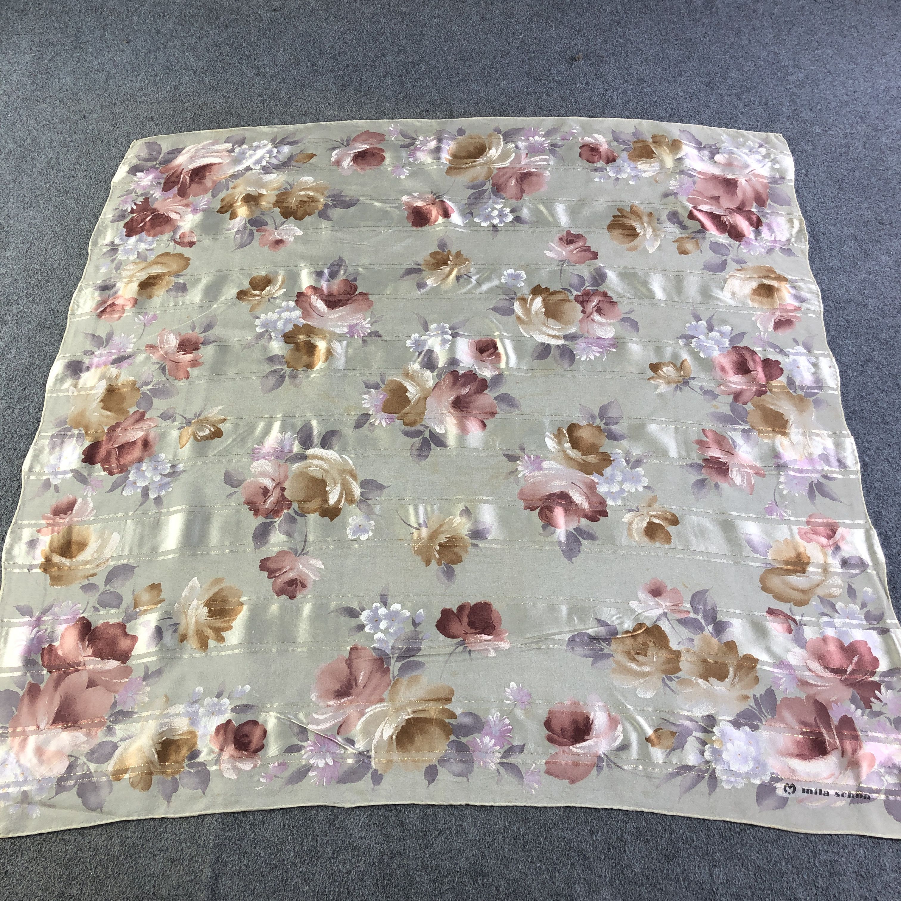 Mila Schon Mila Schon Floral Hand Rolled Silk Scarf M1009 Size ONE SIZE - 2 Thumbnail