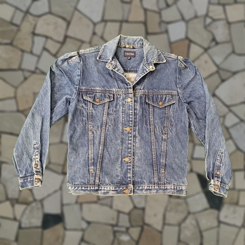 Calvin Klein VINTAGE Calvin-Klein Denim Jacket Womens Medium 20x24 Blue Denim Jacket 90s Casual Womens Medium Blue 90s Calvin Klein Jacket Size 4XL / US 24-26 - 1 Thumbnail