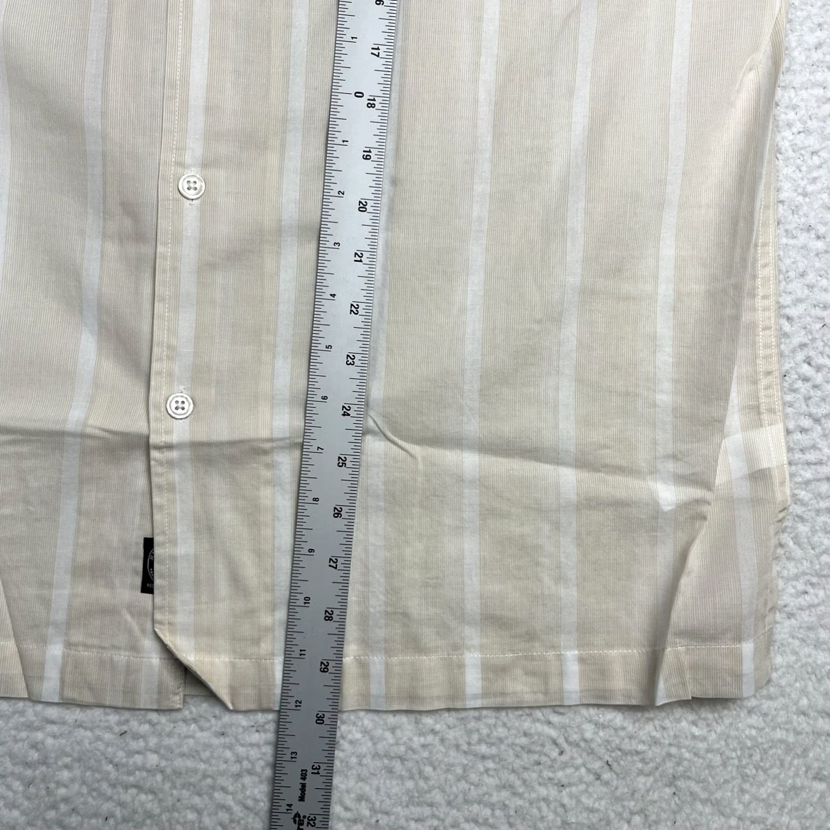 Todd Snyder Todd Snyder Shirt Camp Collar Solid Short Sleeve Button-Up Ivory Stripe XL Mens Beige Cotton Casual Shirt Size US XL / EU 56 / 4 - 4 Thumbnail