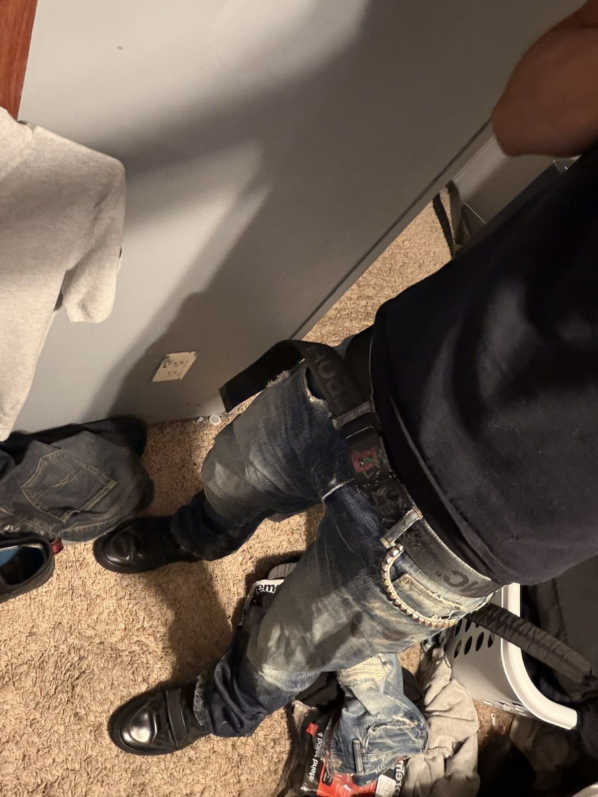 hysteric glamour washed studded denim