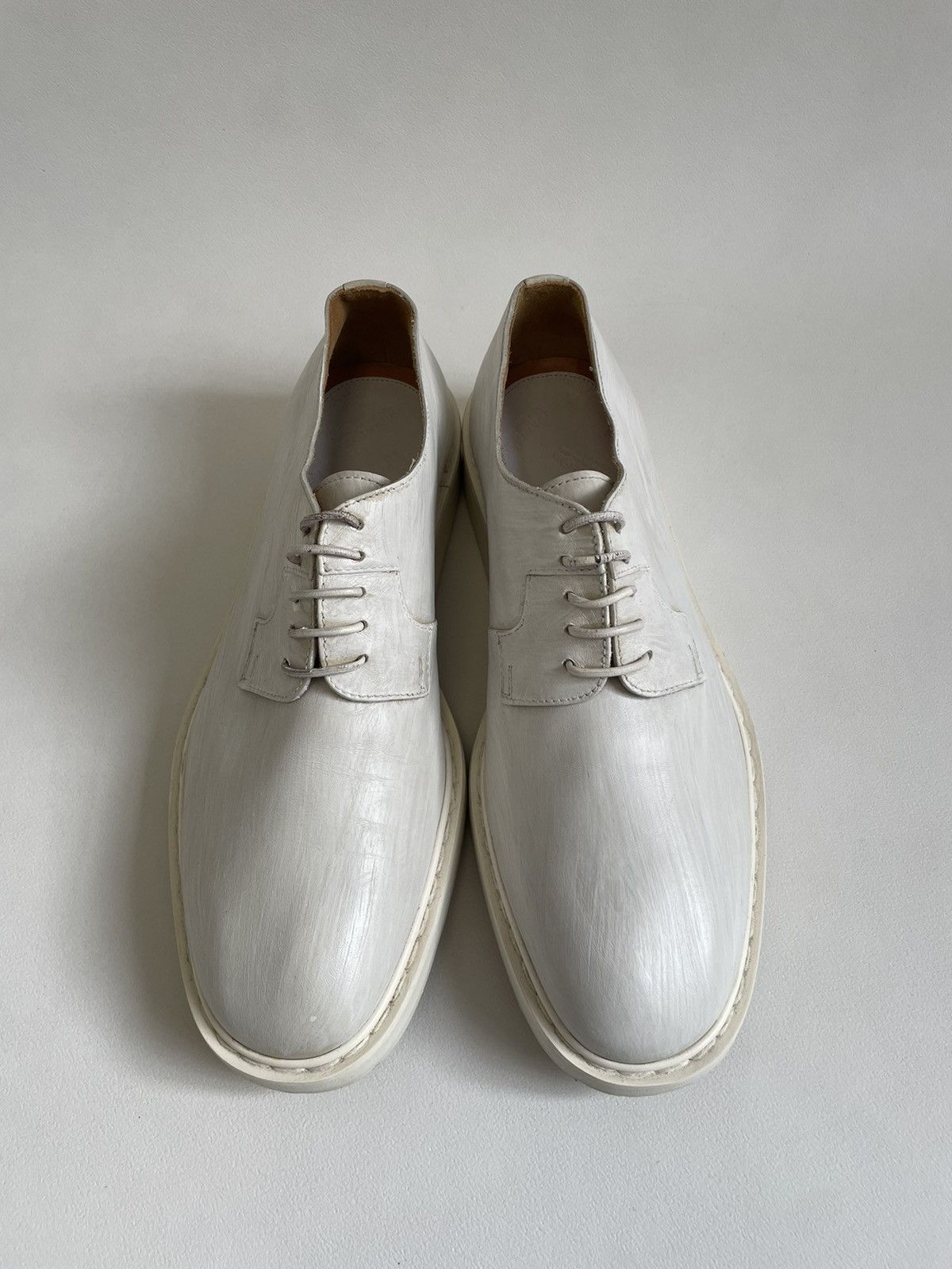 Maison Margiela ‘White Painted’ Wedge Sole Derbies Size US 10 / EU 43 - 8 Thumbnail