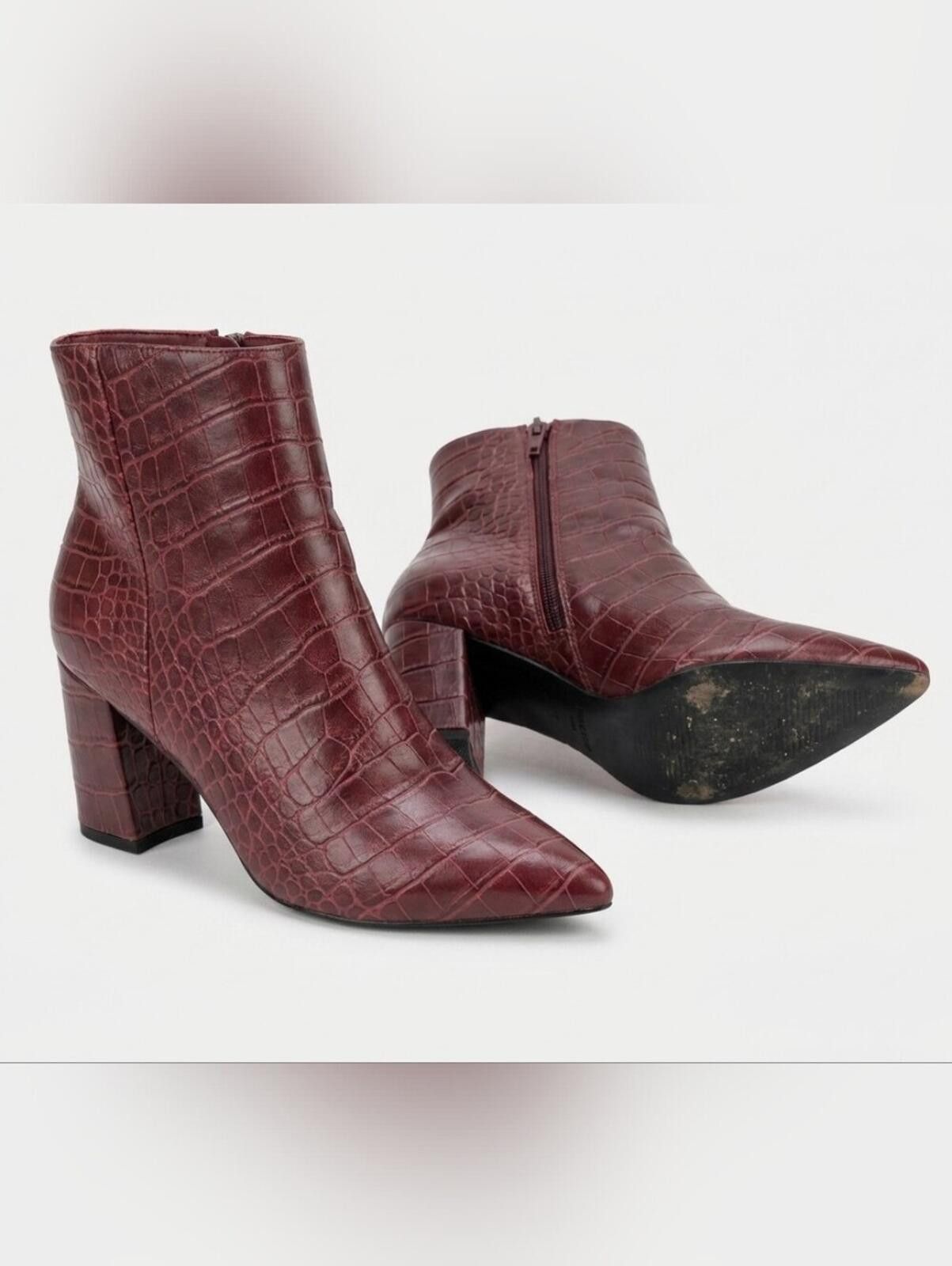 Other Marc Fisher Croc-Embossed Pointed Toe Ankle Booties Size US 7.5 / IT 37.5 - 1 Thumbnail
