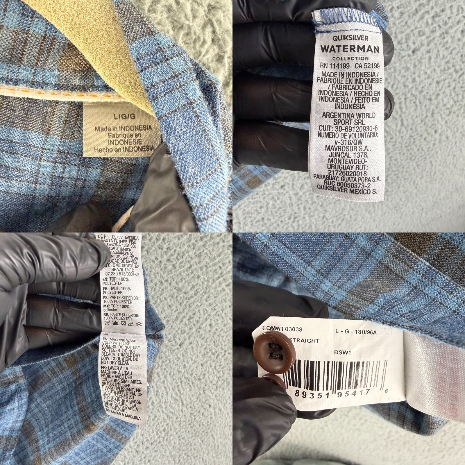 Quiksilver Quiksilver Waterman Button-Down Shirt Mens Large Blue Plaid Regular Fit LS Size US L / EU 52-54 / 3 - 8 Thumbnail