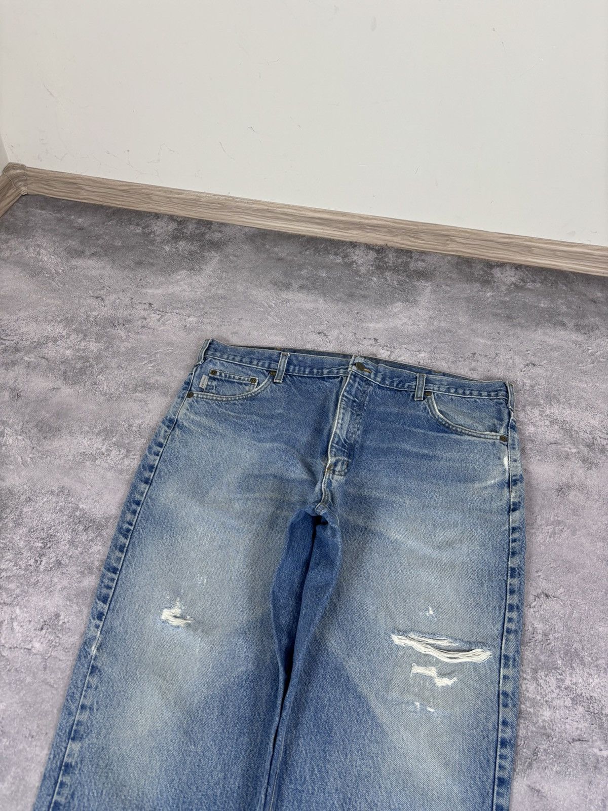 Carhartt Vintage Carhartt Men’s Faded Light Blue Baggy Denim Jeans Size US 42 / EU 58 - 10 Thumbnail