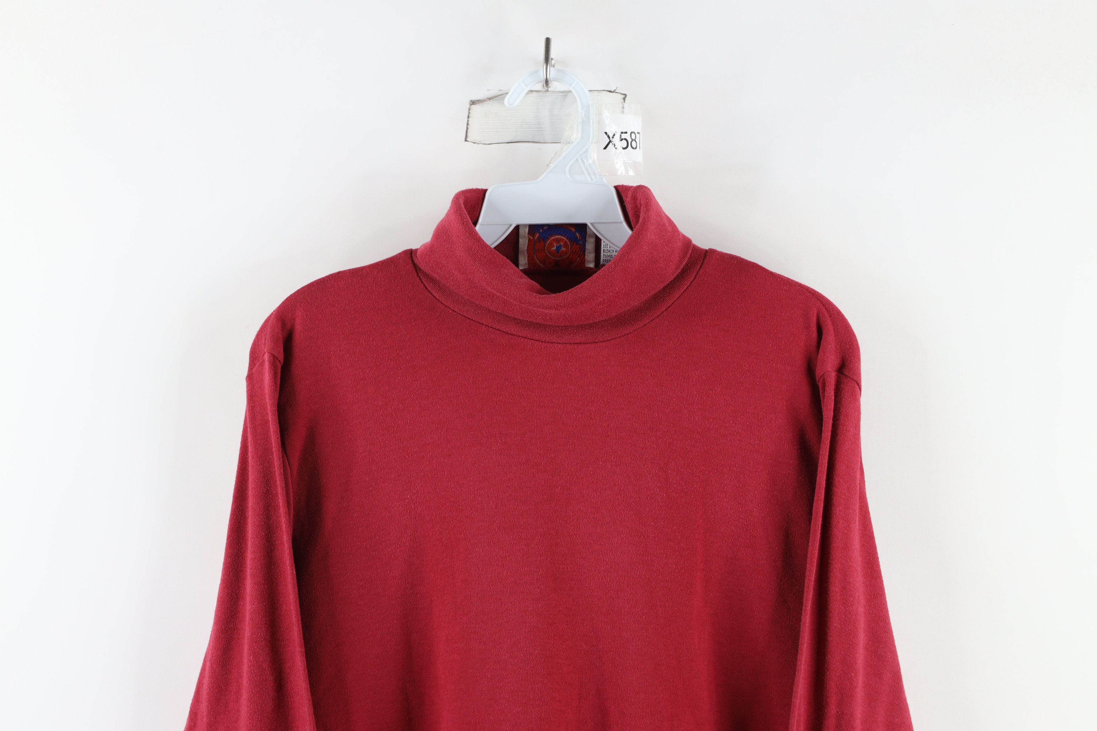 Vintage Vintage 90s Streetwear Long Sleeve Turtleneck T-Shirt Red Size L / US 10 / IT 46 - 2 Thumbnail