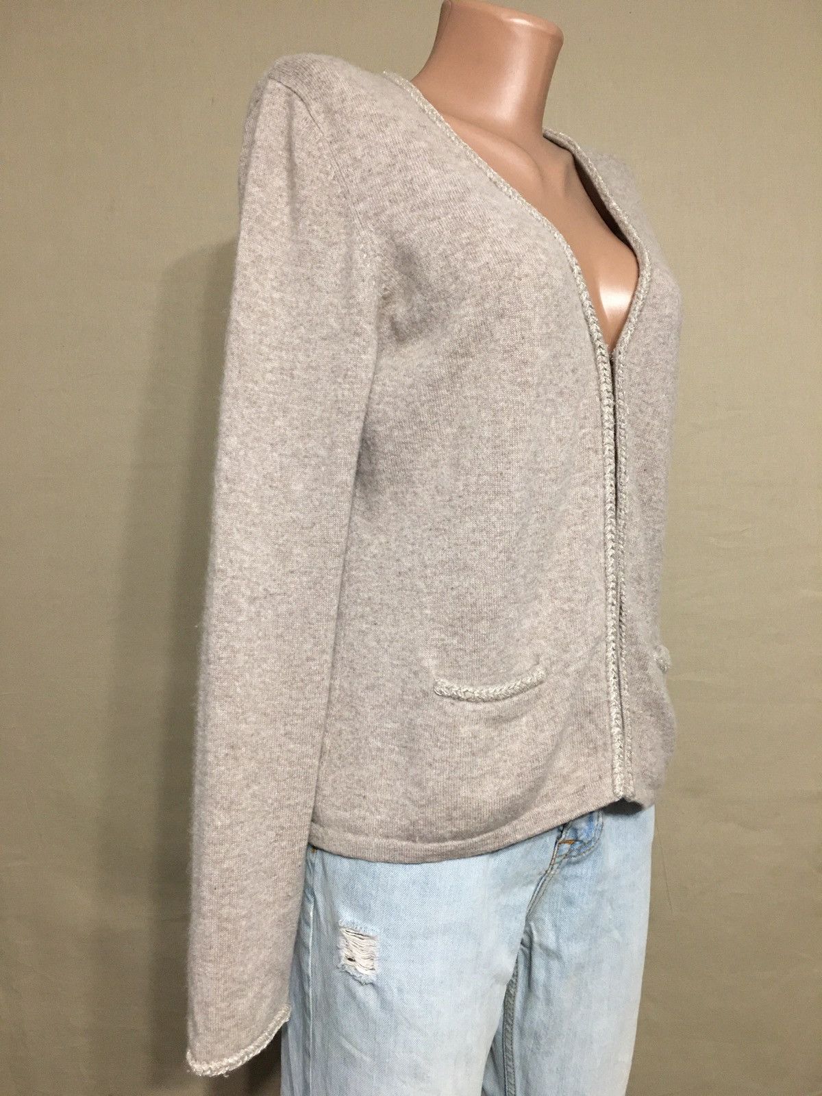 Designer Bongenie Grieder Beige Cashmere Sweater Cardigan Size L Size L / US 10 / IT 46 - 3 Thumbnail