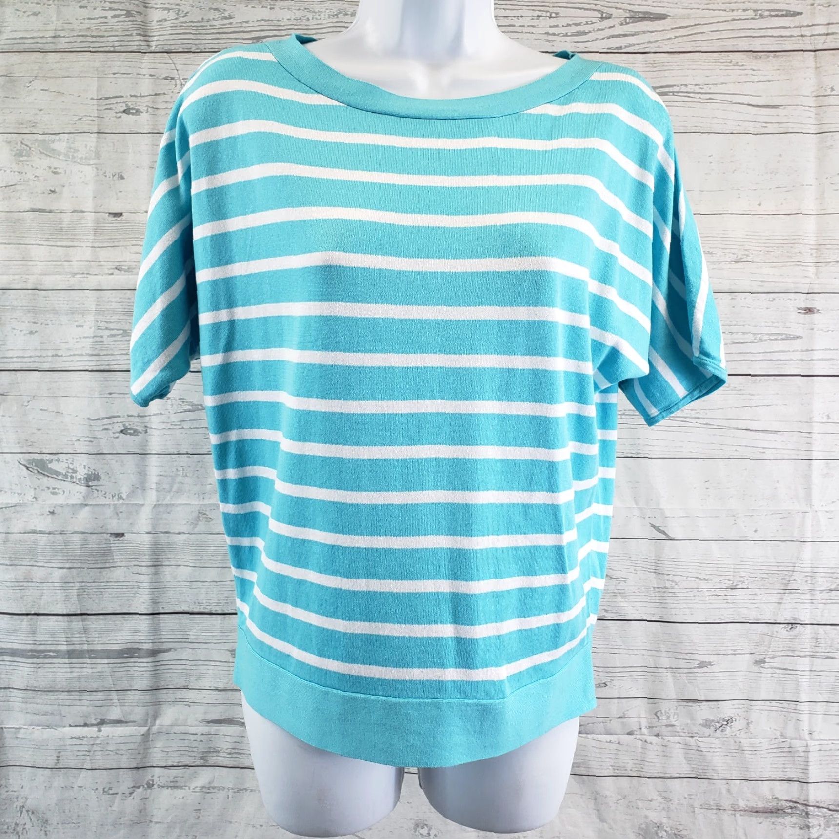 Talbots Talbots Womens Knit Top XS Blue White Stripe Short Sleeve Cotton Blend Blouse Womens XS Blue Stripe Shirt Size XS / US 0-2 / IT 36-38 - 2 Thumbnail