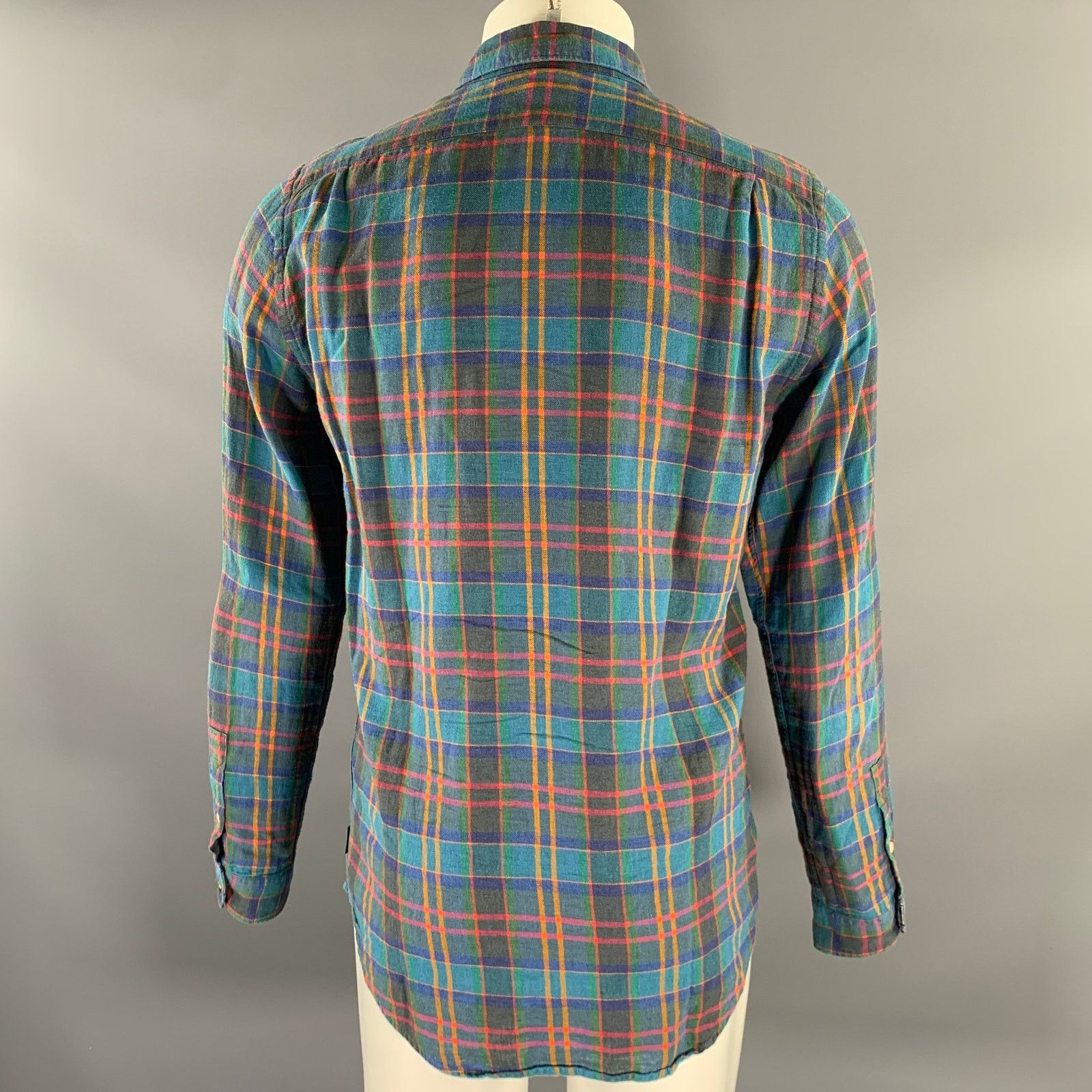 Paul Smith PS by PAUL SMITH M Blue Multi-Color Plaid Linen Cotton Shirt Size US M / EU 48-50 / 2 - 4 Thumbnail