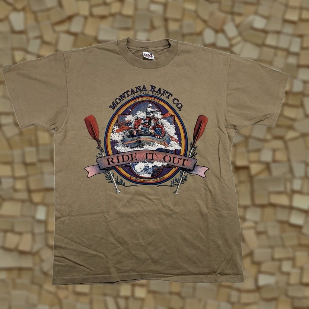 Anvil VINTAGE Montana River Rafting T-shirt 90s Single Stitch San Segal Mens L Glacier Park Size US L / EU 52-54 / 3 - 1 Thumbnail