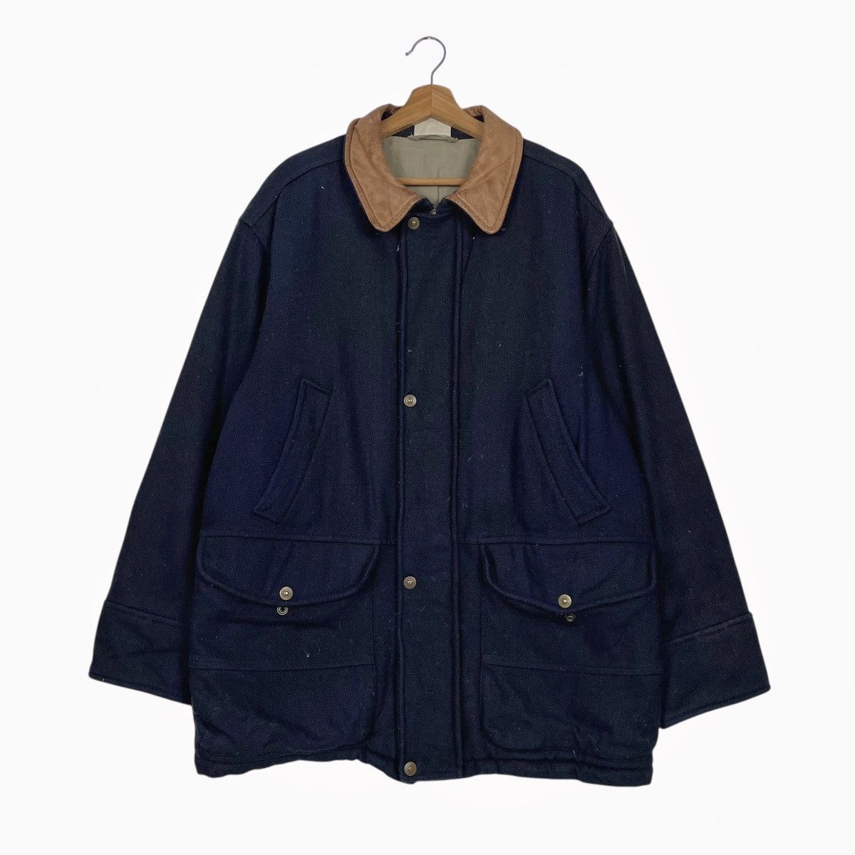 Marlboro Vintage Marlboro Wool Jacket With Leather Collar Size US L / EU 52-54 / 3 - 1 Thumbnail