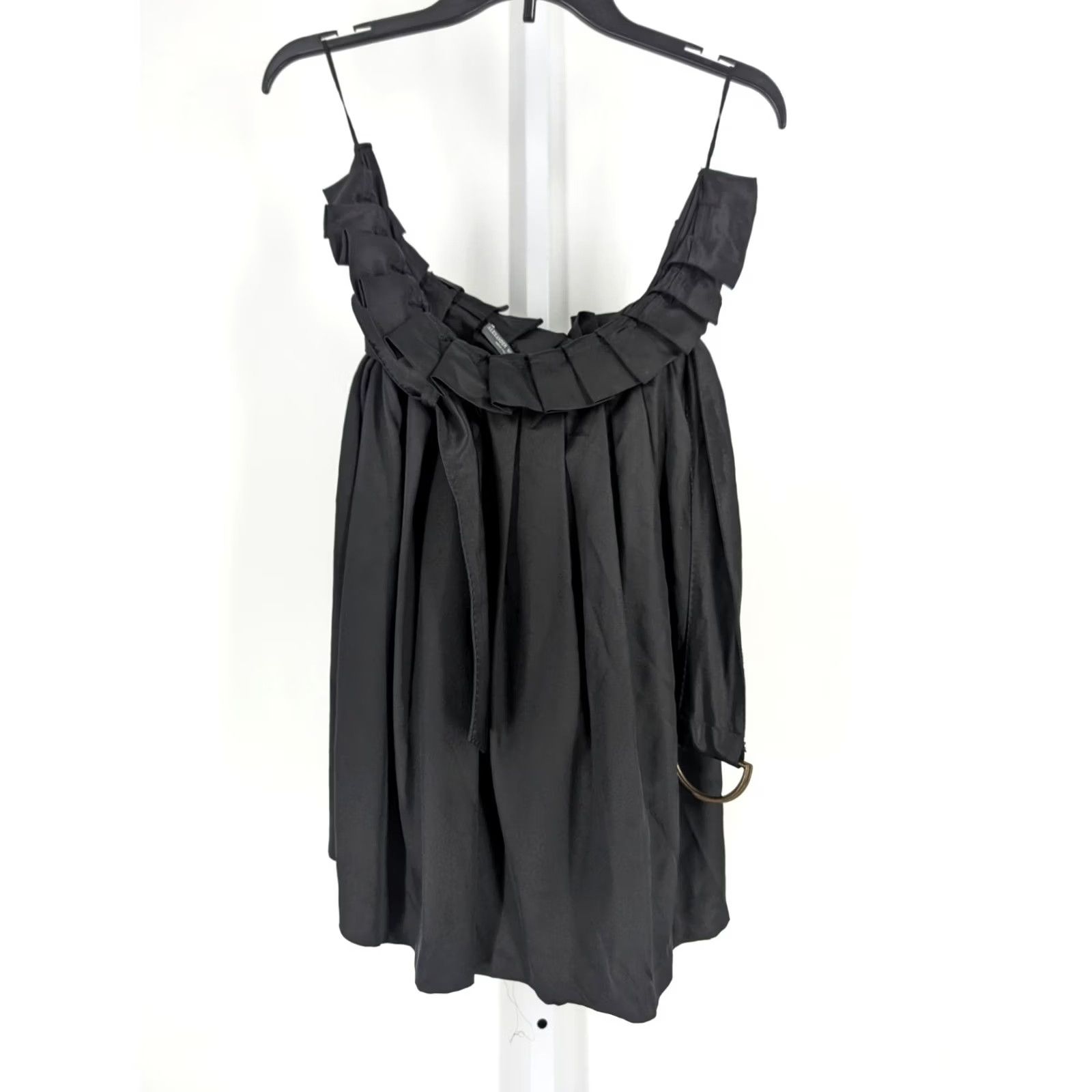 Alexander McQueen VINTAGE Alexander McQueen Skirt Women 44 Black Silk Satin Pleated Belted Knee Length Italy Size 30" / US 8 / IT 44 - 4 Thumbnail