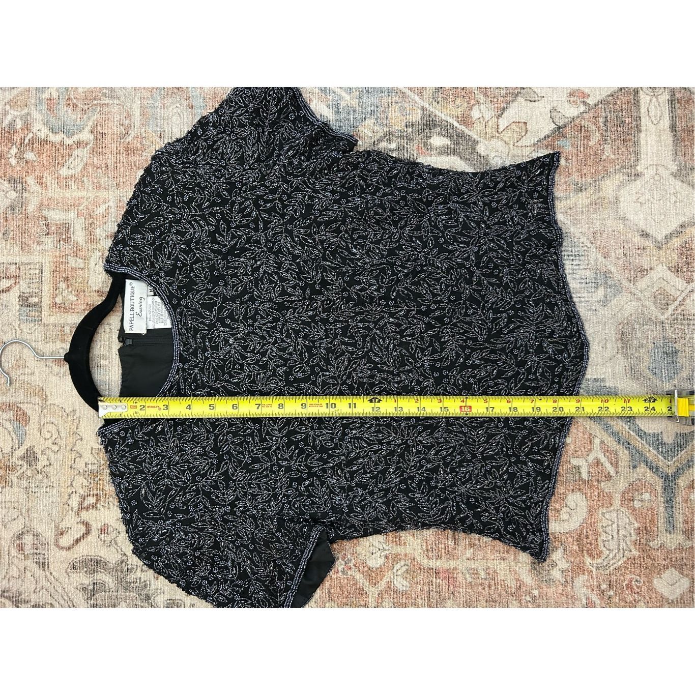 Other Papell Boutique Vintage Beaded Black Silk Blouse, Size Mediu Size M / US 6-8 / IT 42-44 - 7 Thumbnail