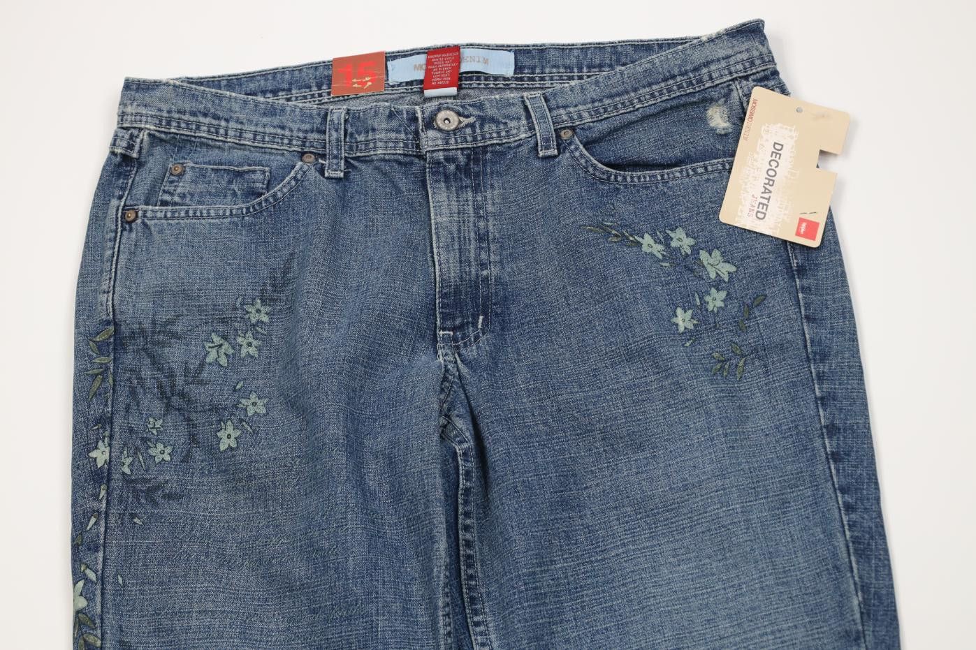 Vintage Deadstock Vintage Y2K 2005 Mossimo Flower Wide Leg Jeans Size 36" / US 14 / IT 50 - 2 Thumbnail
