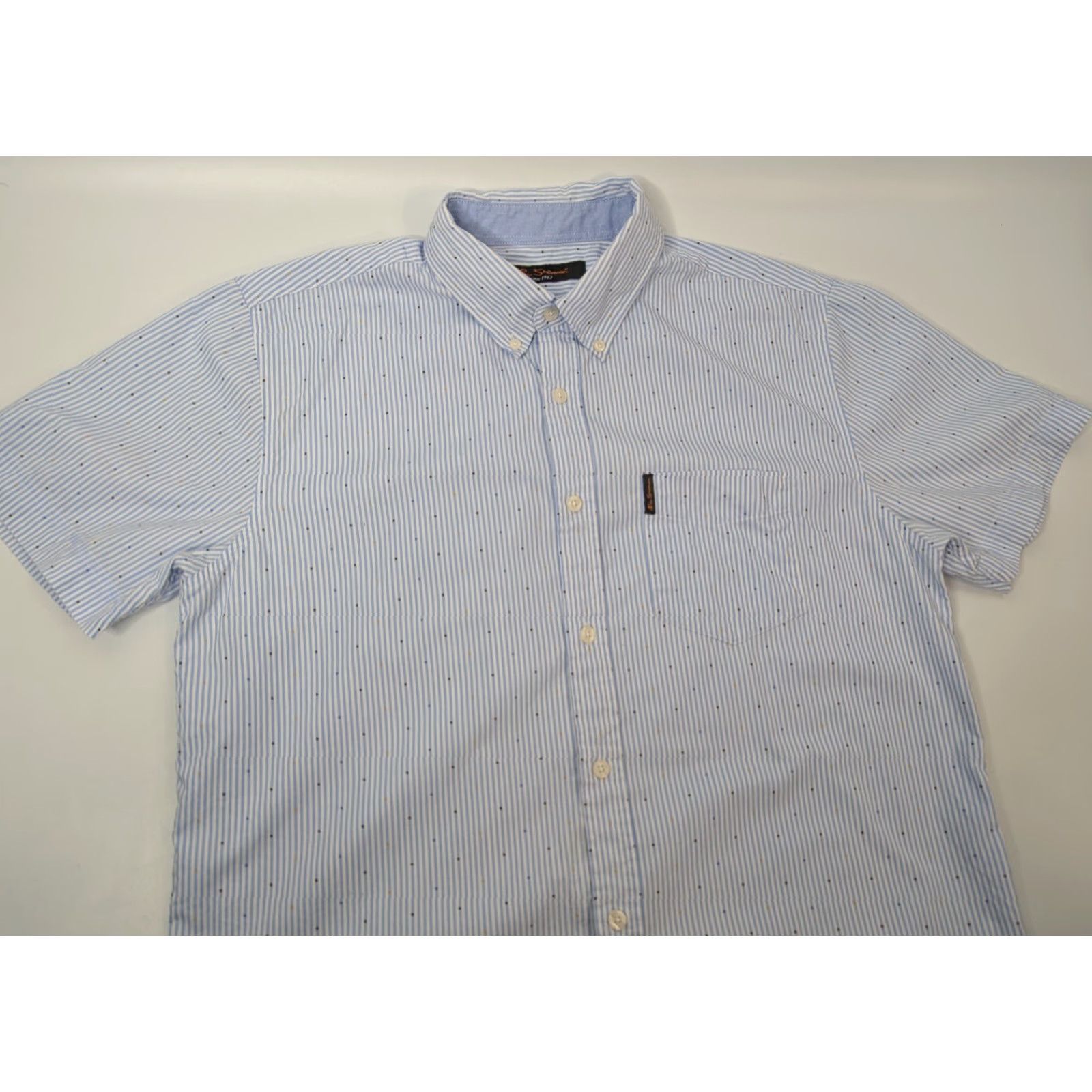Ben Sherman Ben Sherman Shirt Large White Blue Striped Button Down Short Sleeve Size US L / EU 52-54 / 3 - 2 Thumbnail