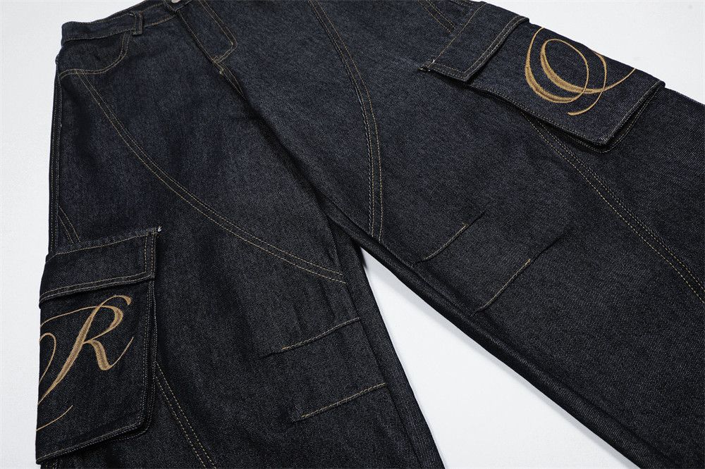 Vintage American street patchwork embroidered pocket scimitar jeans Size US 32 / EU 48 - 4 Thumbnail