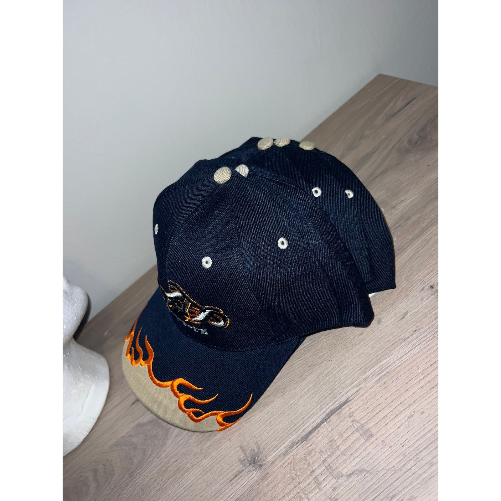 Vintage Y2K Choppers Motorcycle Flames Orange Hat Headwear 2000s OS Size ONE SIZE - 8 Thumbnail