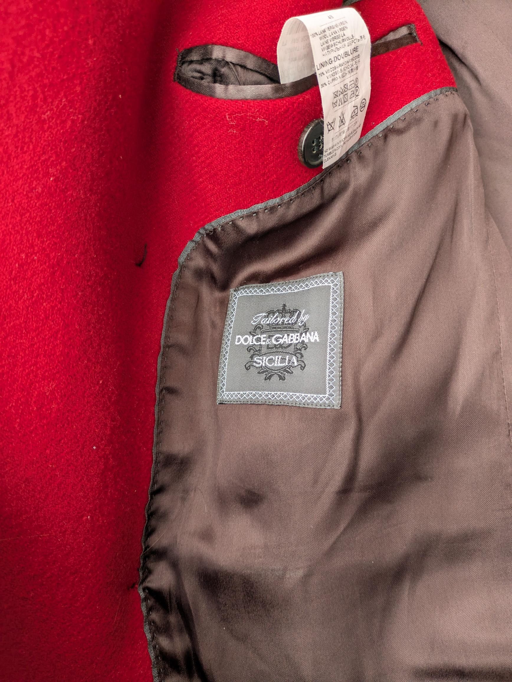 Dolce & Gabbana Dolce & Gabana Sicilia Red Coat Size US M / EU 48-50 / 2 - 6 Thumbnail