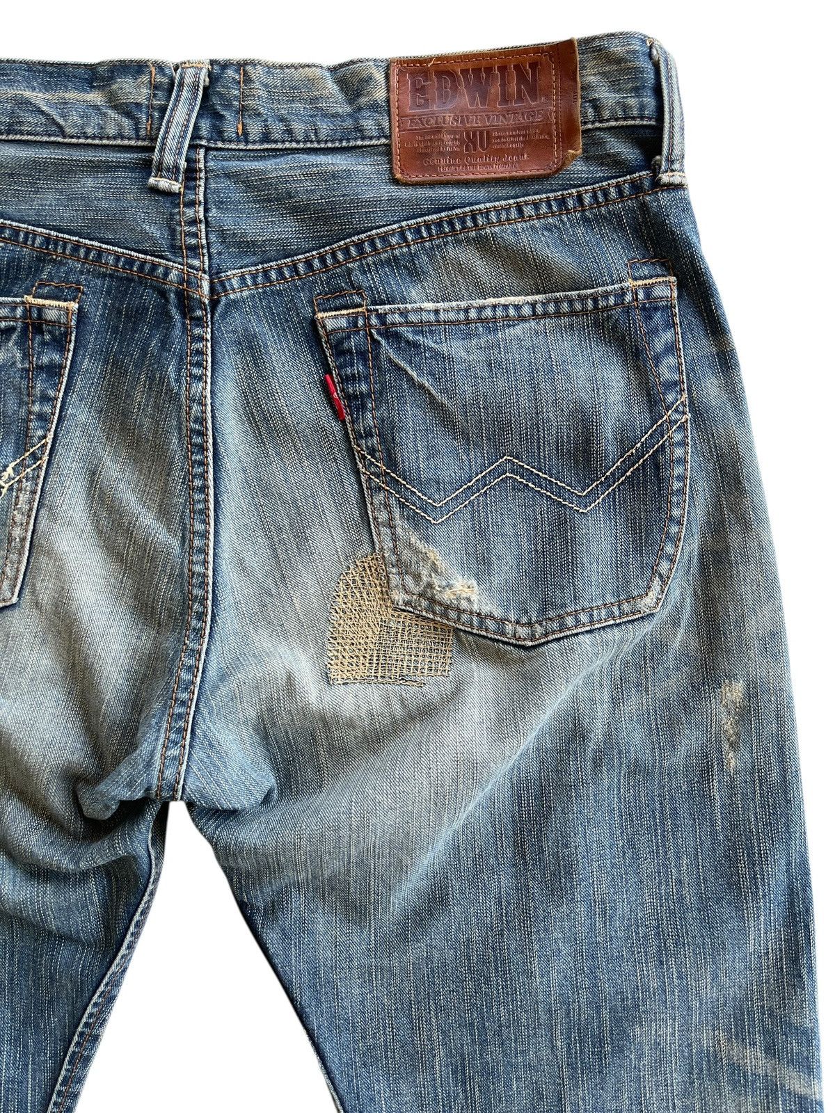 Japanese Brand Vintage Edwin Sashiko Boro Patchwork Distressed Denim Size US 35 - 10 Thumbnail