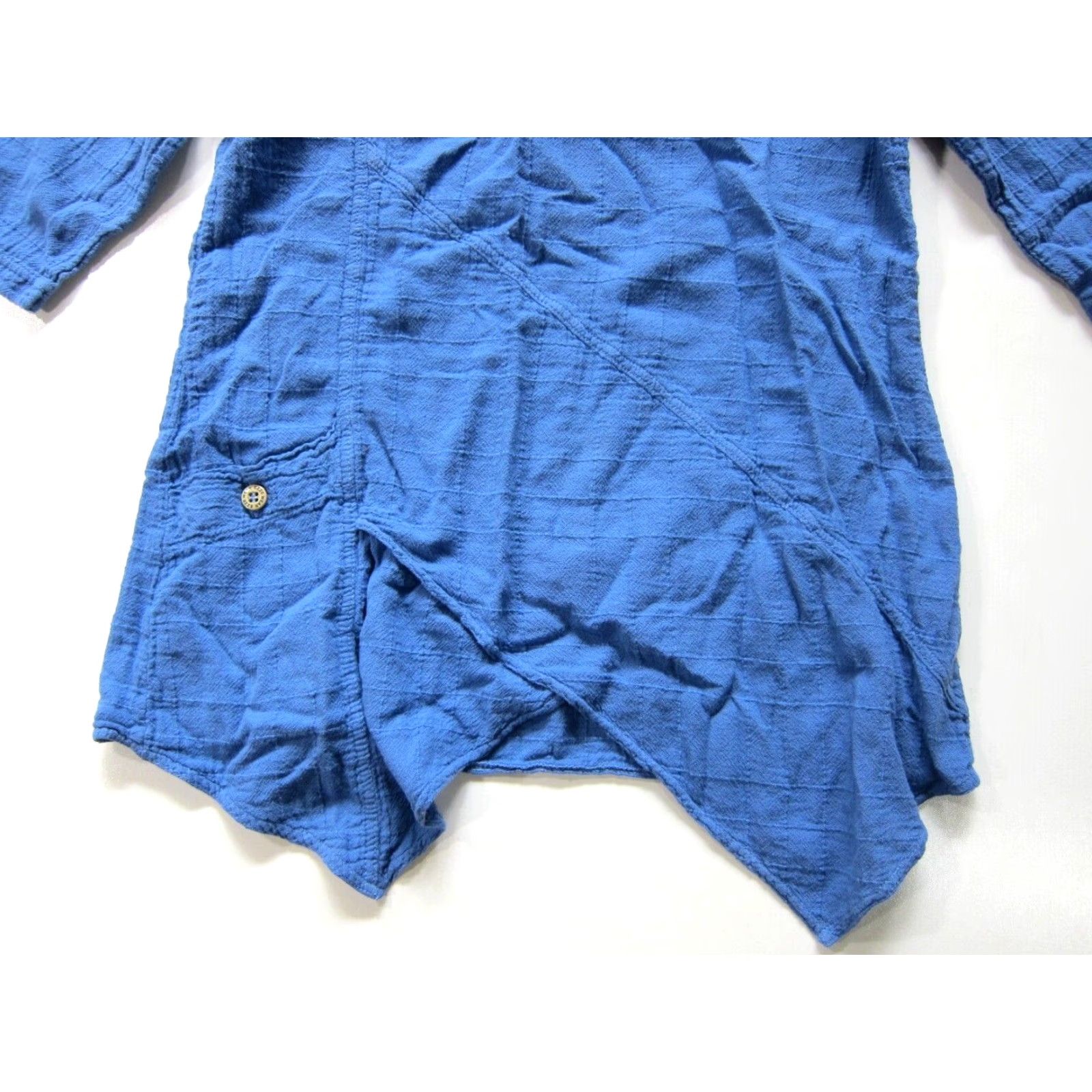Vintage Ezze Wear 100% Cotton Blue Pocket Asymmetric 3/4 Sleeve Tunic Blouse Medium Size M / US 6-8 / IT 42-44 - 8 Thumbnail