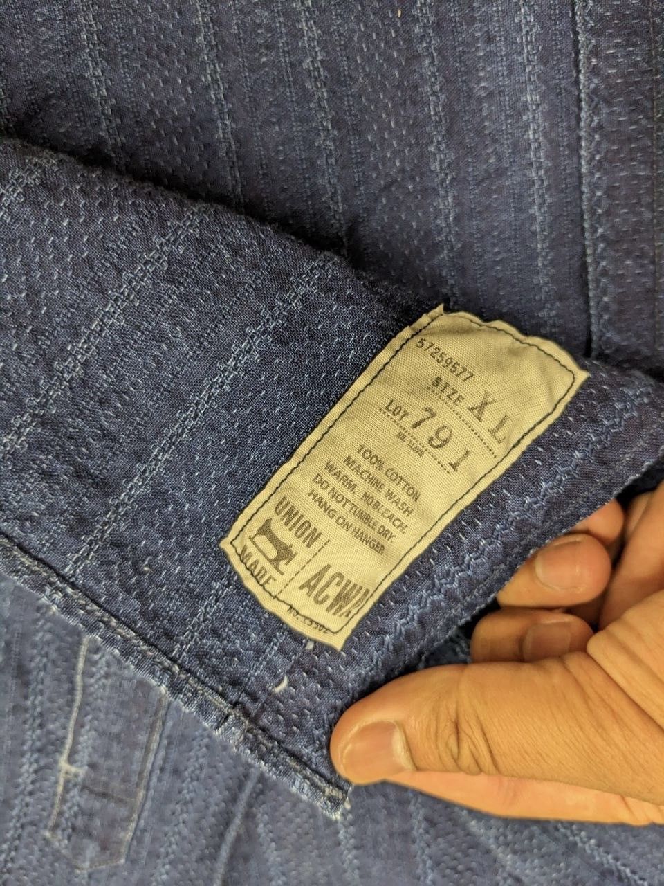 Pherrow's Pherrow’s Sashiko Pure Blue Indigo Collar Band Shirt Size US M / EU 48-50 / 2 - 8 Thumbnail