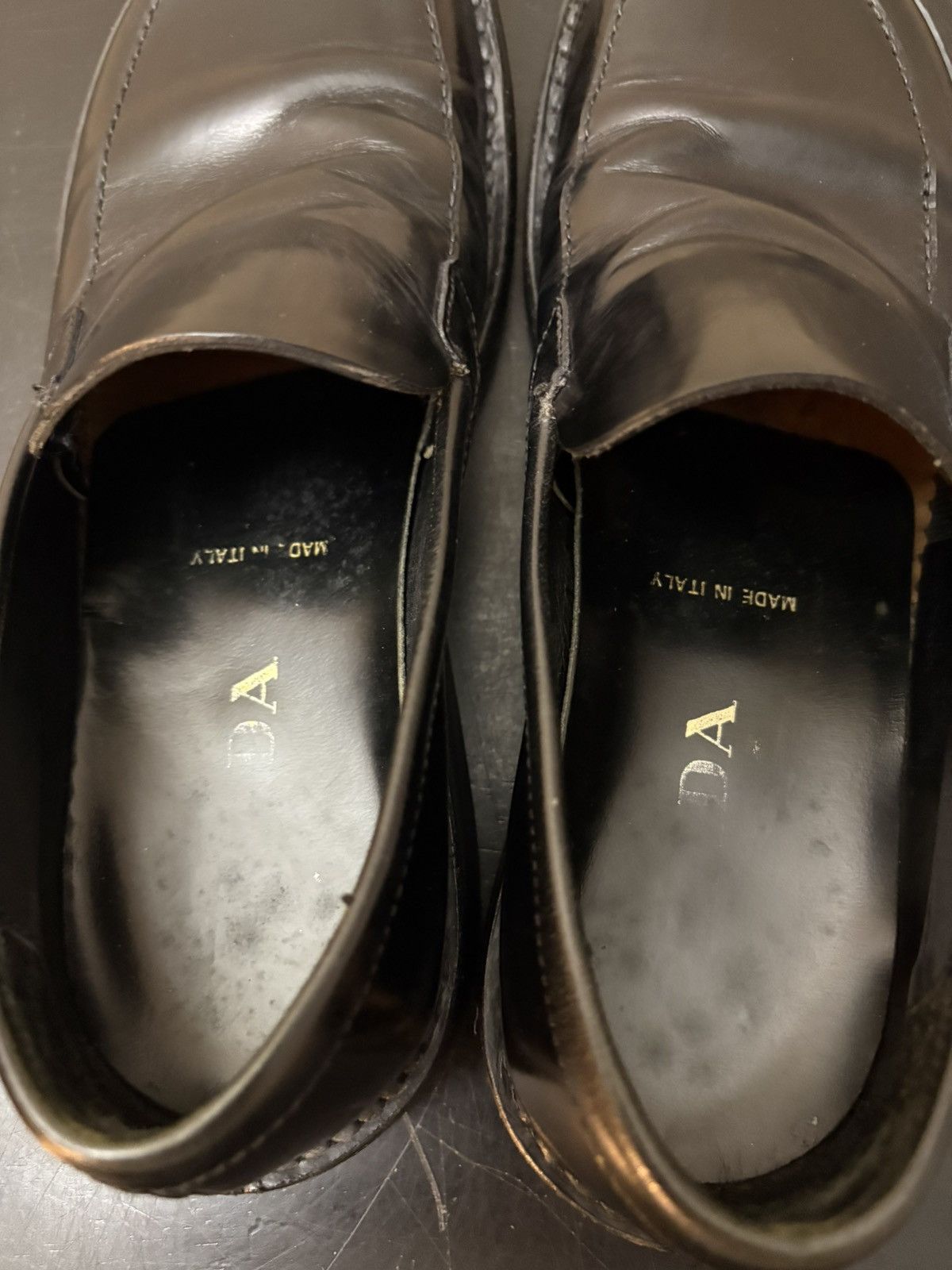 Prada Prada by Ilga Brushed Leather Derby Loafers Black Size US 6 / EU 39 - 7 Thumbnail