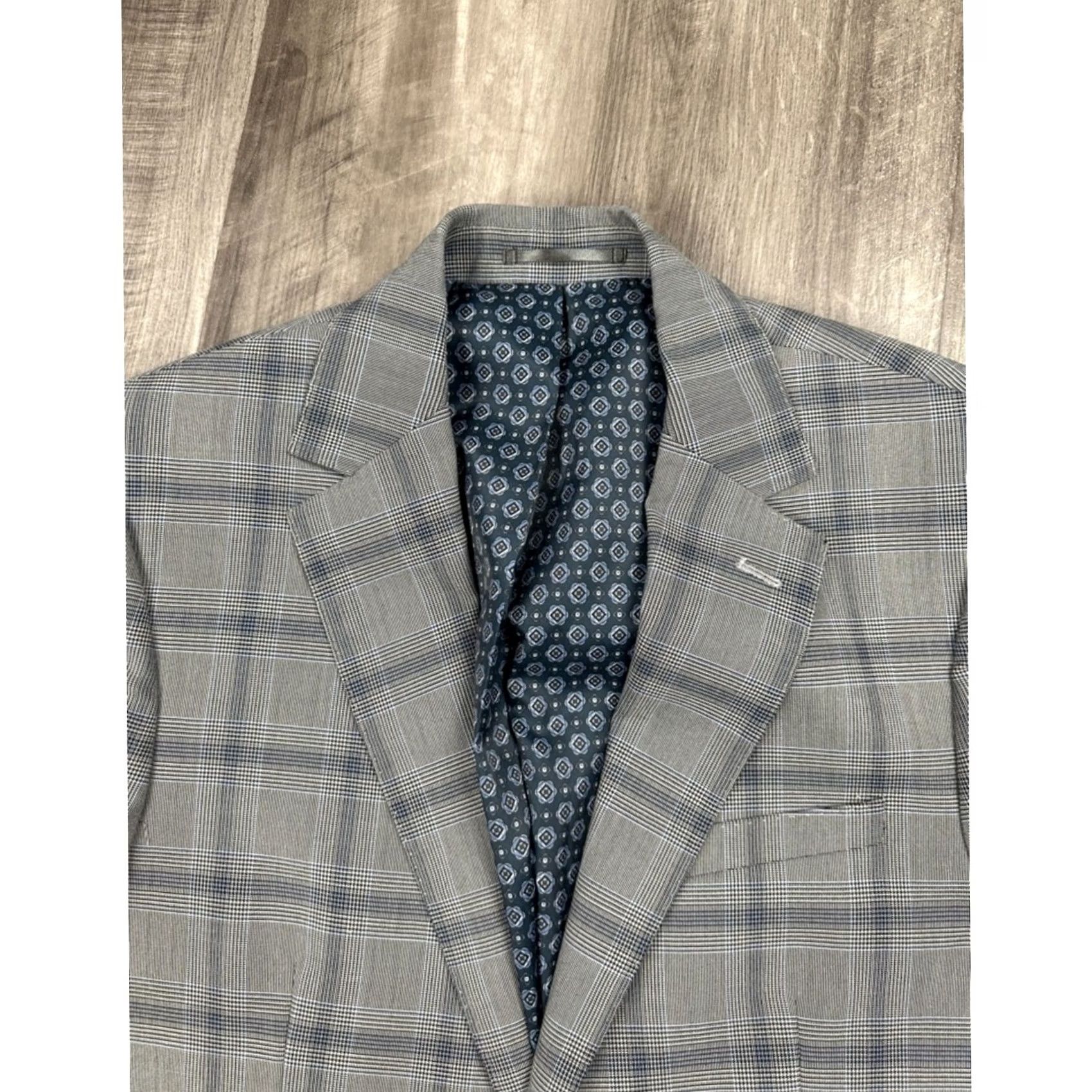 Avenue NHP Saks Fifth Avenue Plaid Athletic Performance Suit - 40R Suit Men Gray 2 Piece Regular Classic 90s Size 40R - 5 Thumbnail