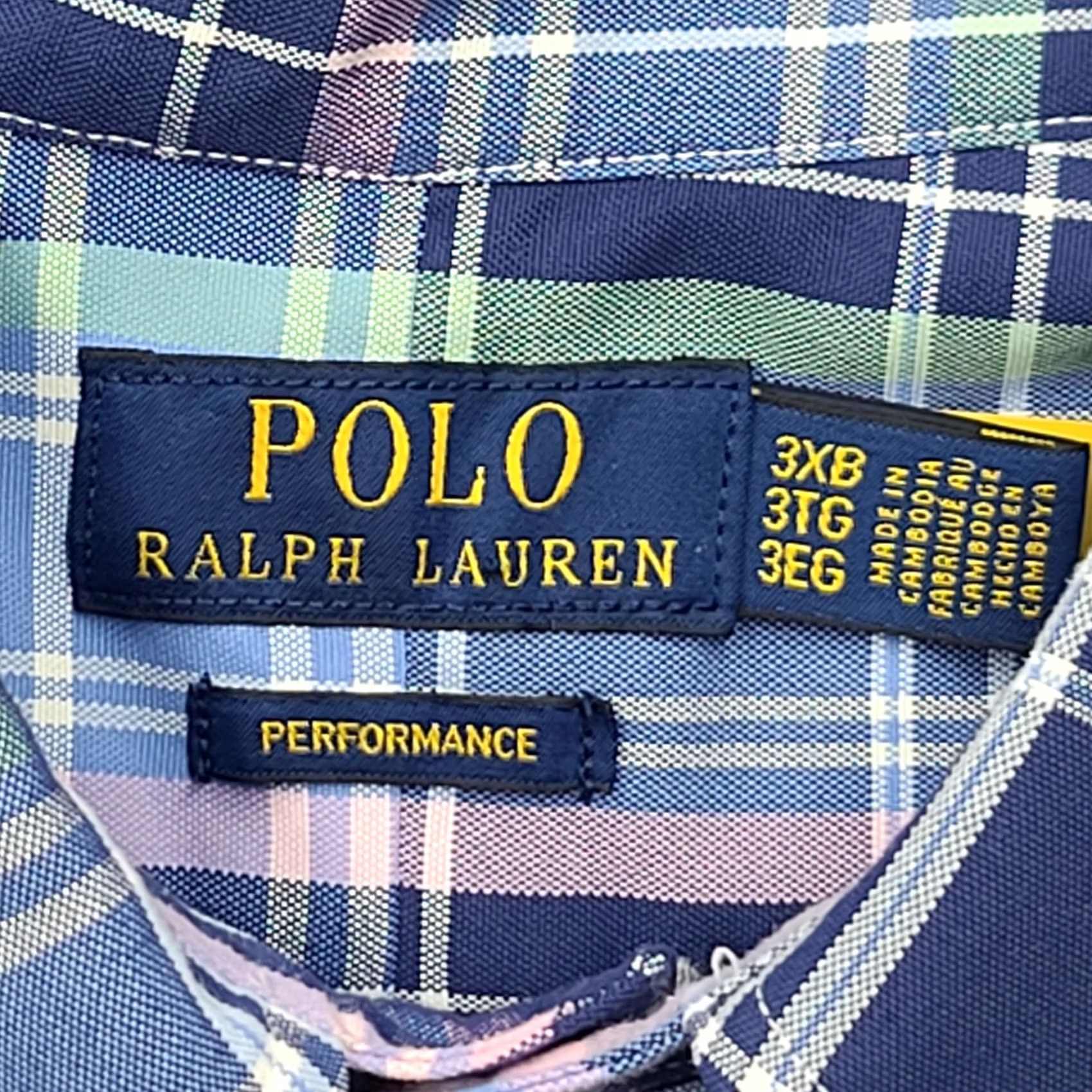 Polo Ralph Lauren VINTAGE Polo Ralph Lauren Performance Shirt Mens 3XB Plaid Long Sleeve Nylon Blend Big Size US XXL / EU 58 / 5 - 3 Thumbnail