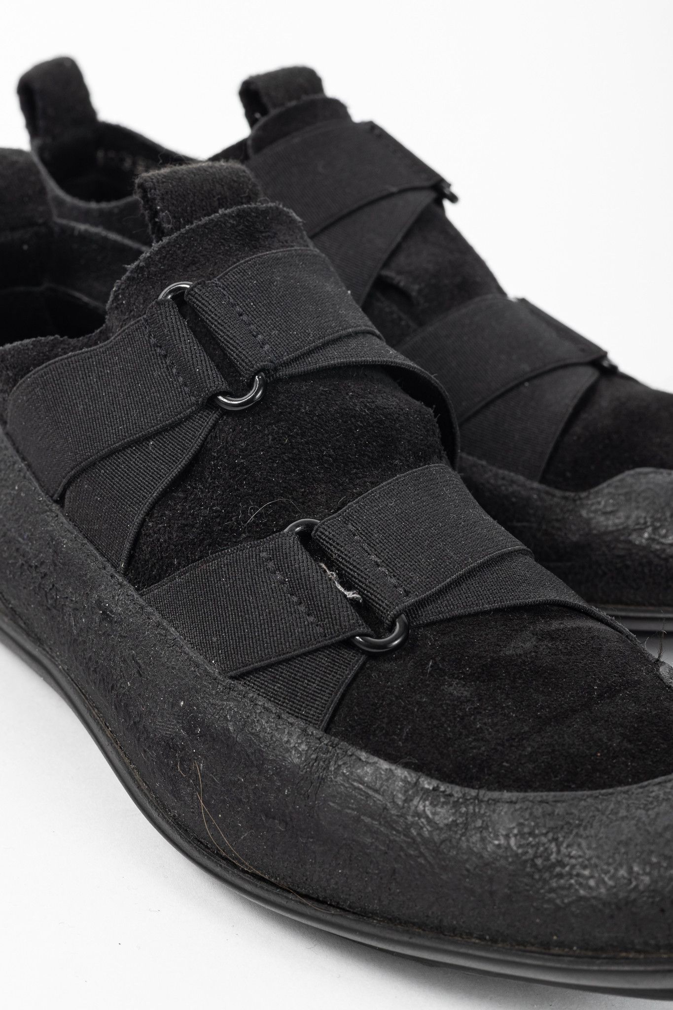 Gucci Gucci Black Suede & Leather Elastic Slip-On Sneakers Size US 6.5 / IT 36.5 - 7 Thumbnail