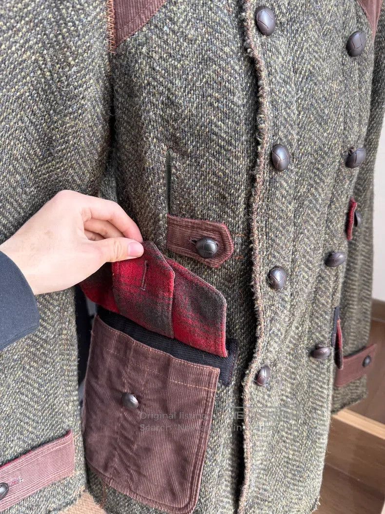 Junya Watanabe Junya Watanabe Vintage Leather Patch Tweed Jacket Size US XS / EU 42 / 0 - 4 Thumbnail