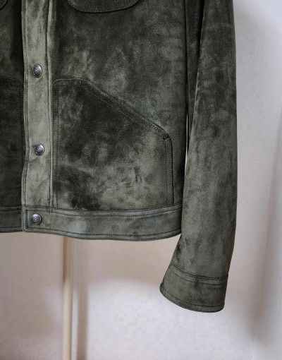 Tom Ford o1sm1stk0824 Cashmere Suede Shearling Trucker Jacket Khaki Size US M / EU 48-50 / 2 - 3 Thumbnail